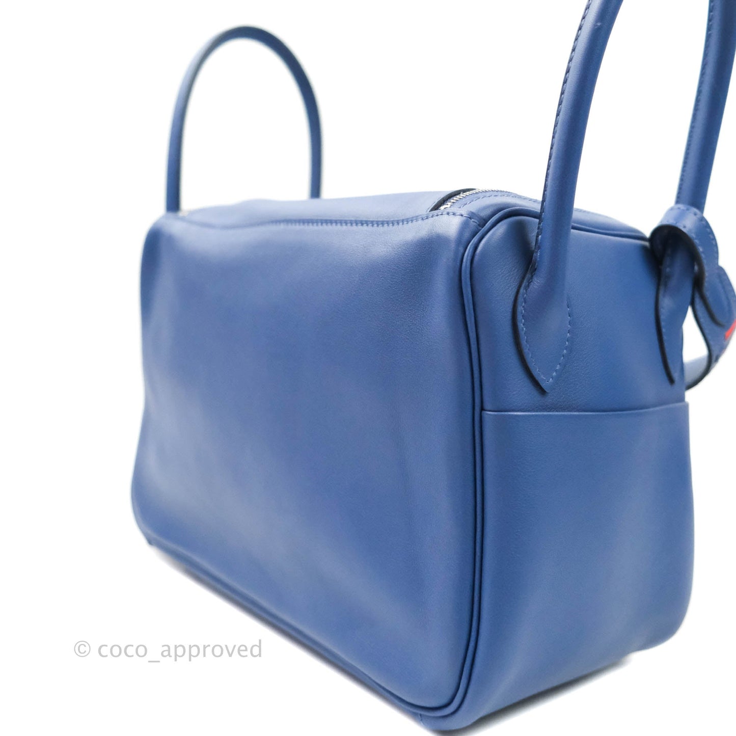 Hermès Lindy 26 Tressage de Cuir Swift Bleu Brighton Palladium Hardware