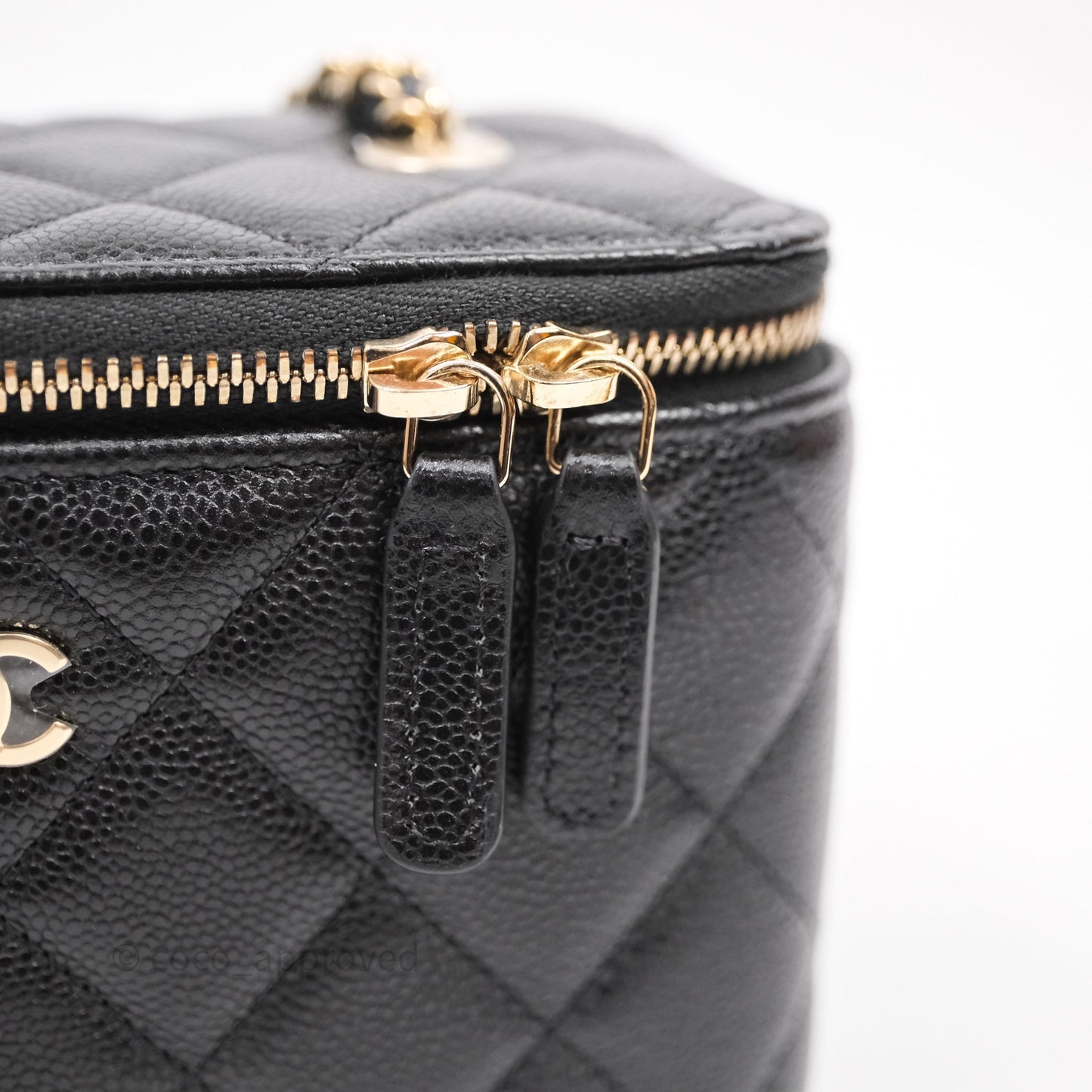 Chanel Vanity Rectangular With Chain Black Caviar Gold Hardware