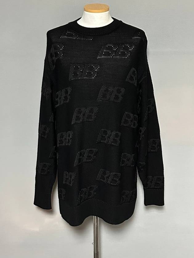 Luxury Balenciaga BB embroidered logo knit