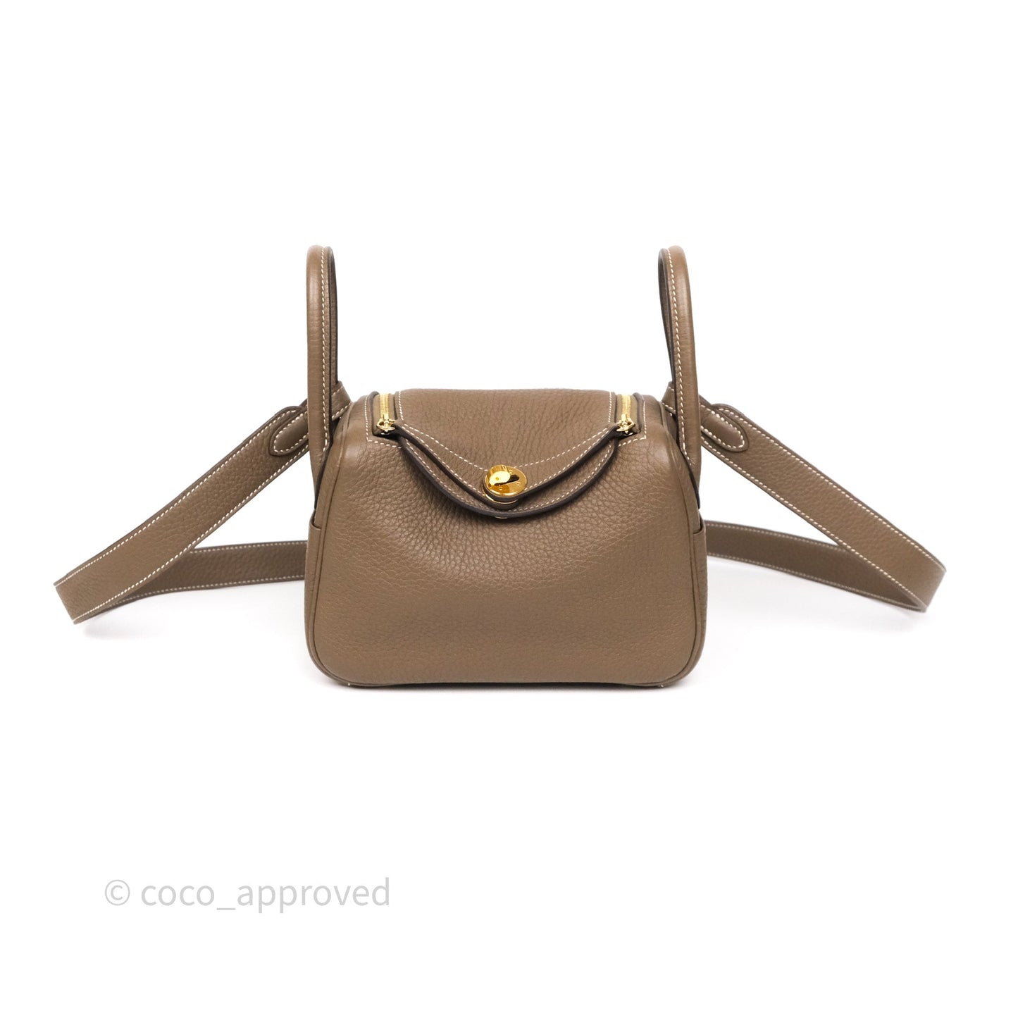 Hermès Mini Lindy 20 Etoupe 18 Clemence Gold Hardware
