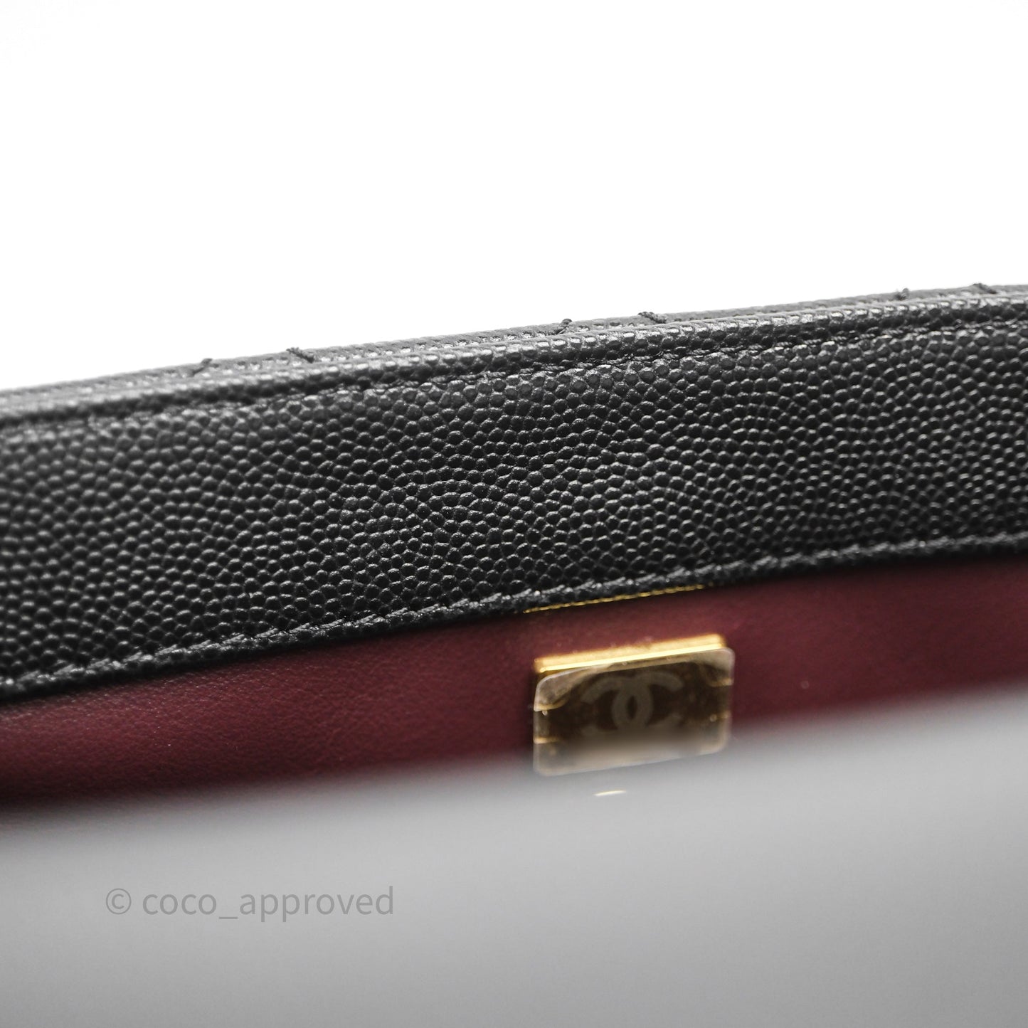 Chanel Mini Coco Handle Quilted Black Caviar Light Gold Hardware Lizard Embossed Handle