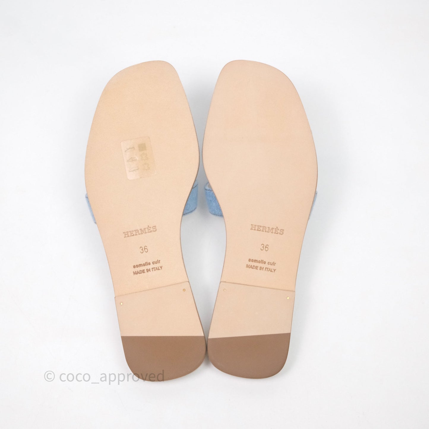 Hermes Oran Sandal Bleu Clair Size 36