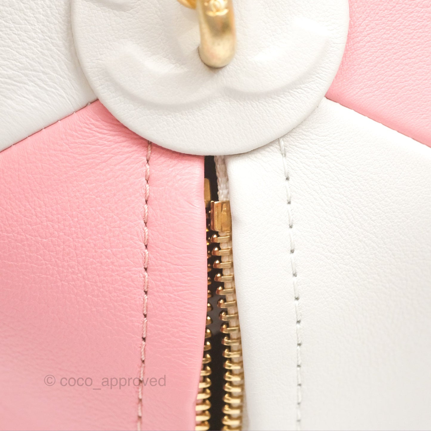 Chanel Coco Beach Ball Pink White Calfskin Gold Hardware