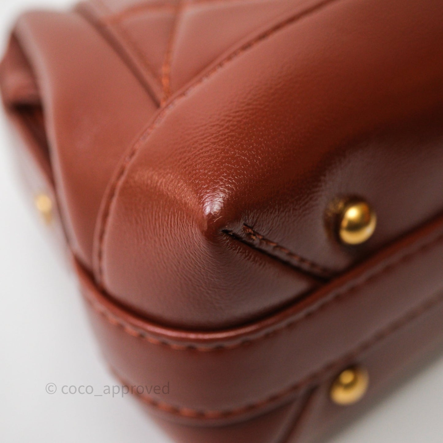 Chanel Mini Cocodoc Doctor Bag Quilted Brown Shiny Lambskin Aged Gold Hardware 24A