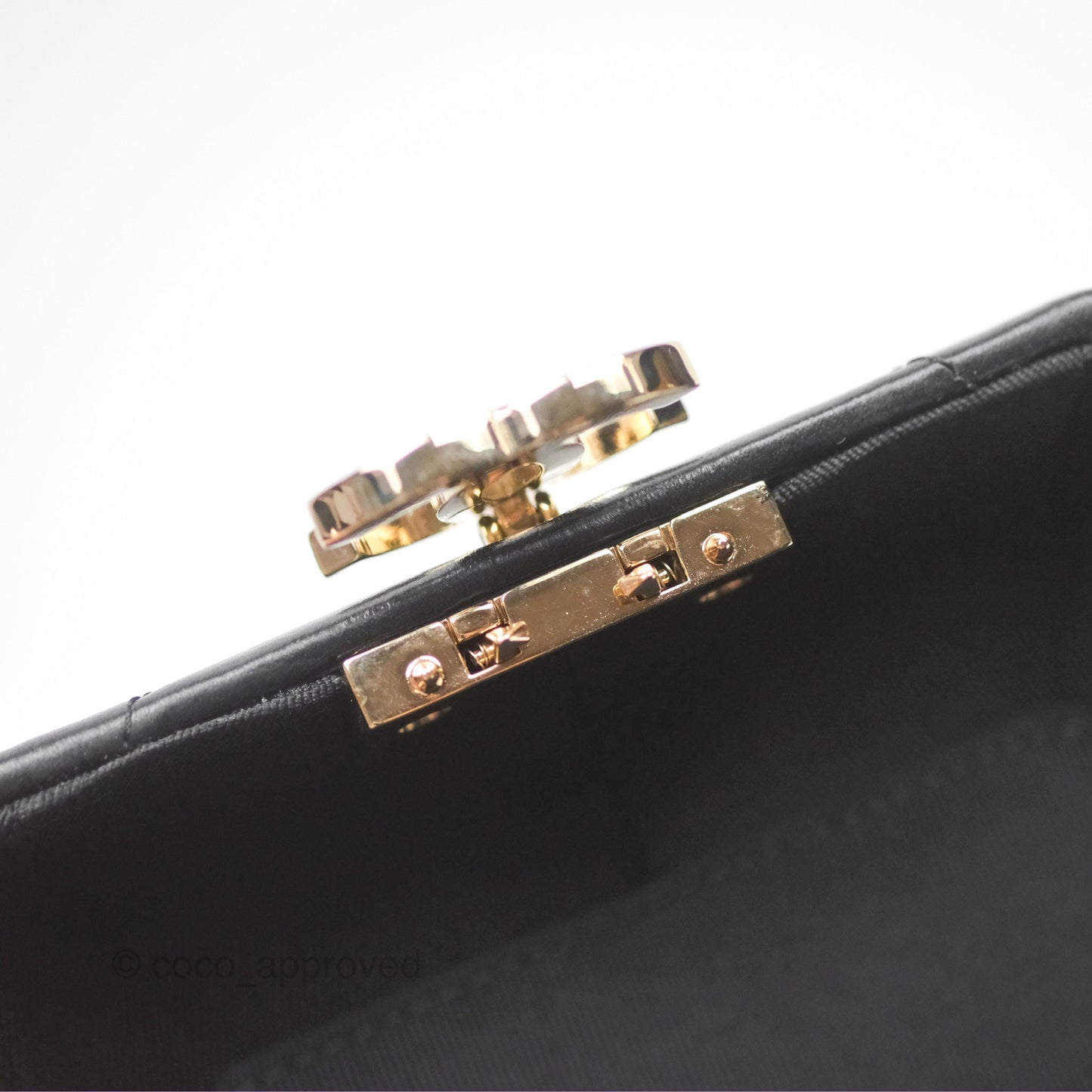 Chanel Small Hexagon Vanity Case Black Lambskin Gold Hardware