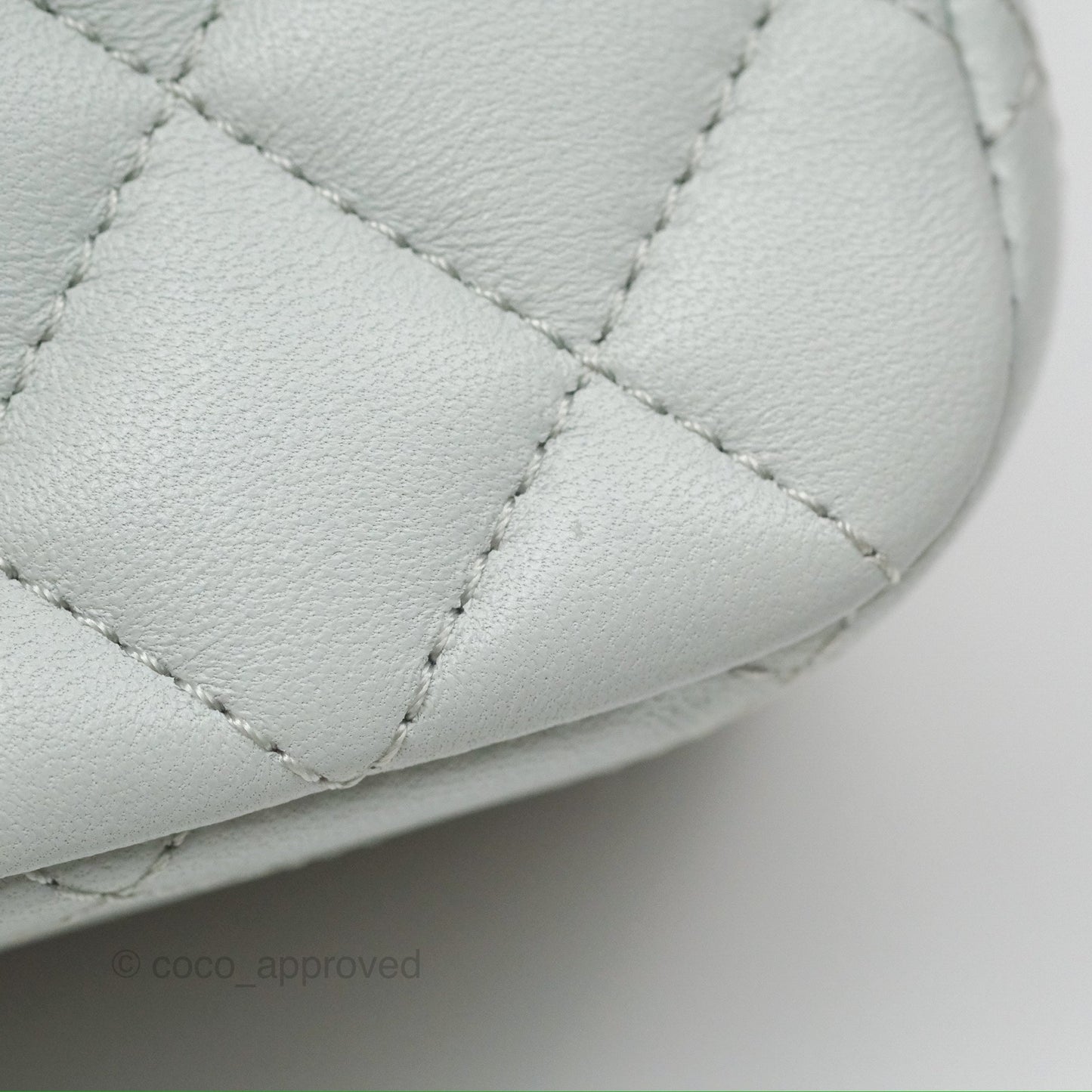 Chanel Quilted Mini Square Flap with Camellia Adjustable Chain Blue Clair Lambskin 23S