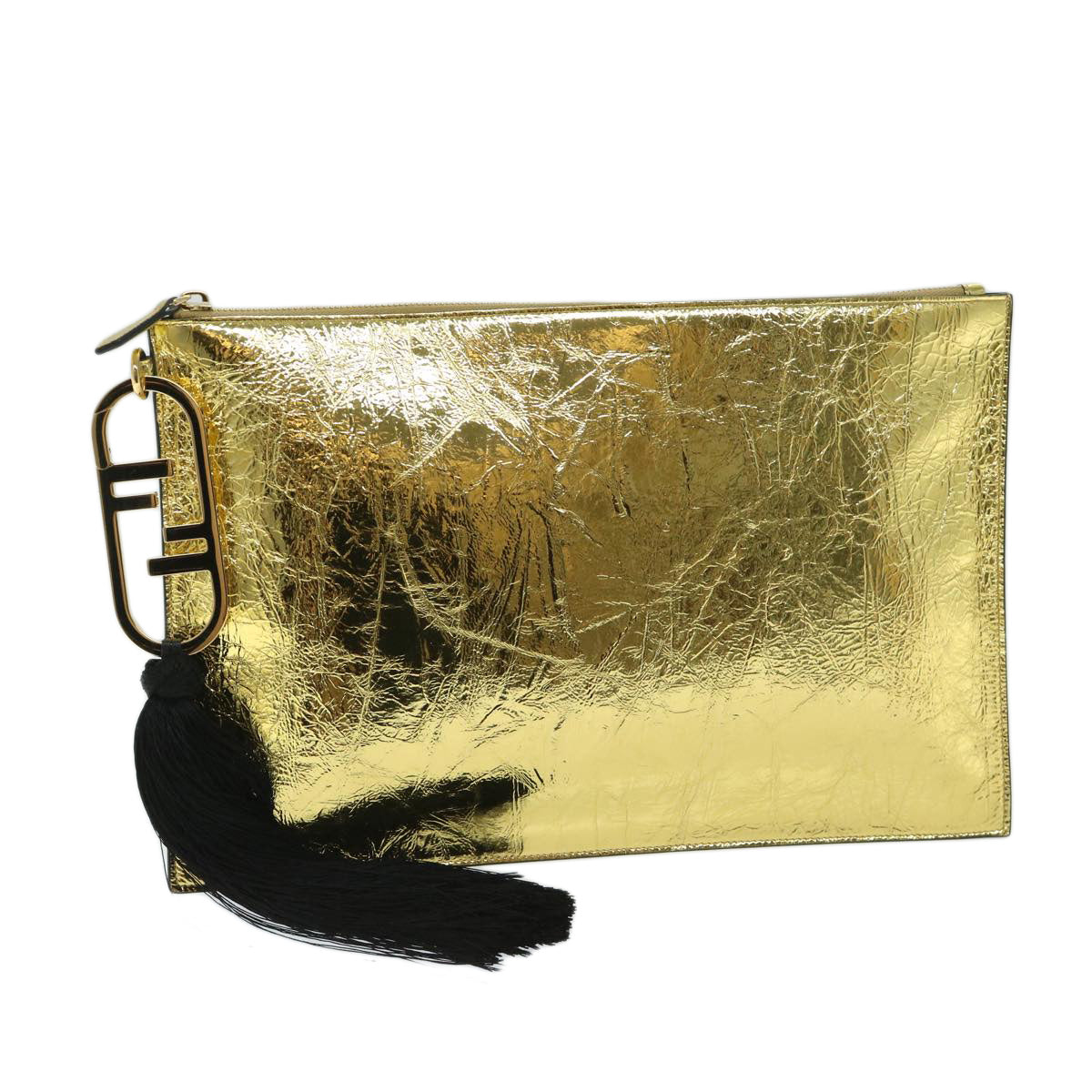 Luxury FendiClutch Bag Leather Gold Tone 8N017869145A