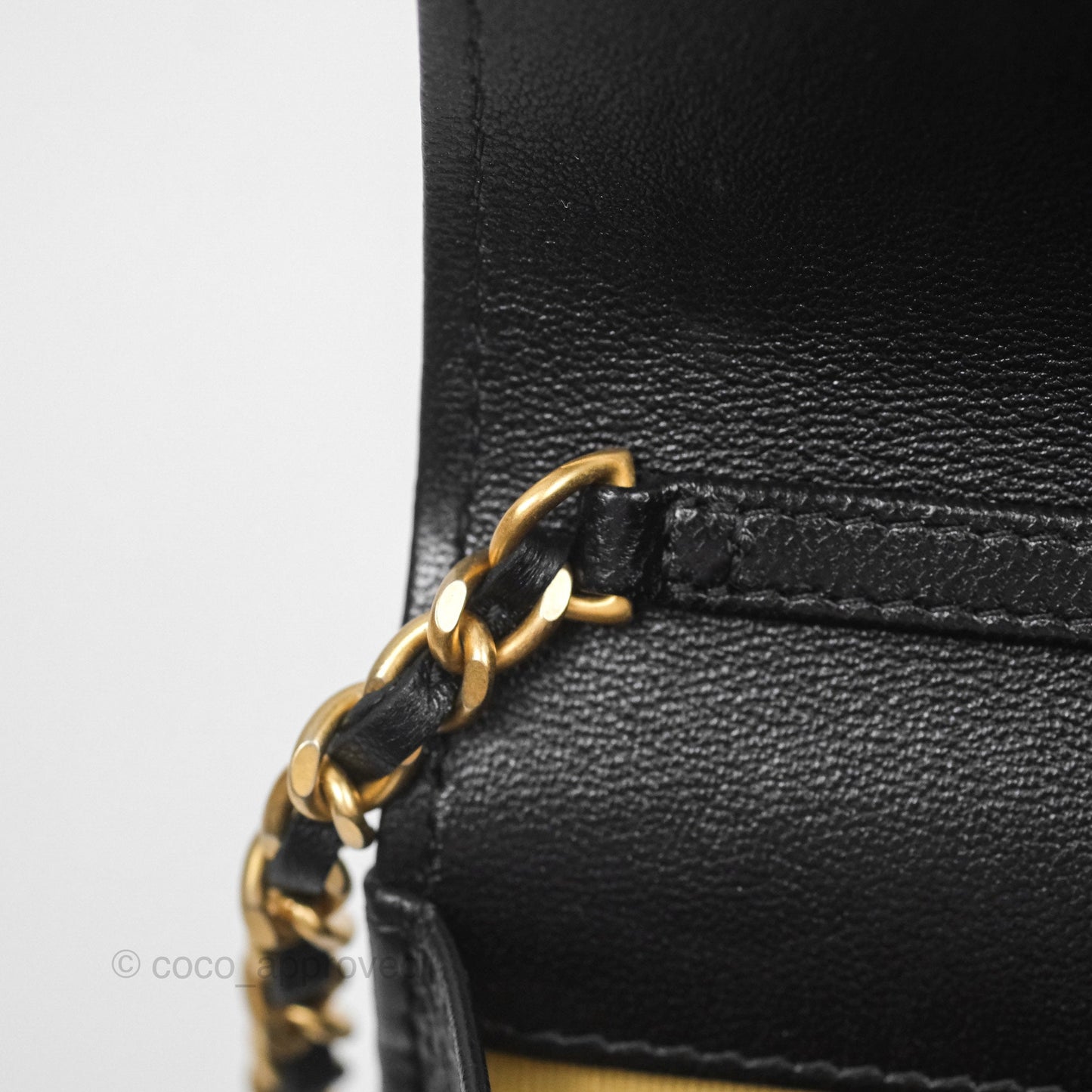 Chanel Quilted WOC Adjustable Chain Black Shiny Lambskin Aged Gold Hardware