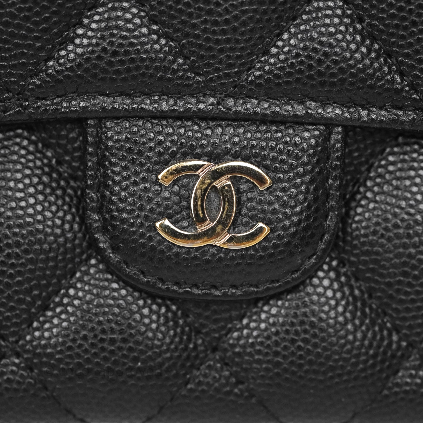 Chanel Classic Medium Flap Wallet Quilted Black Caviar Gold Hardware
