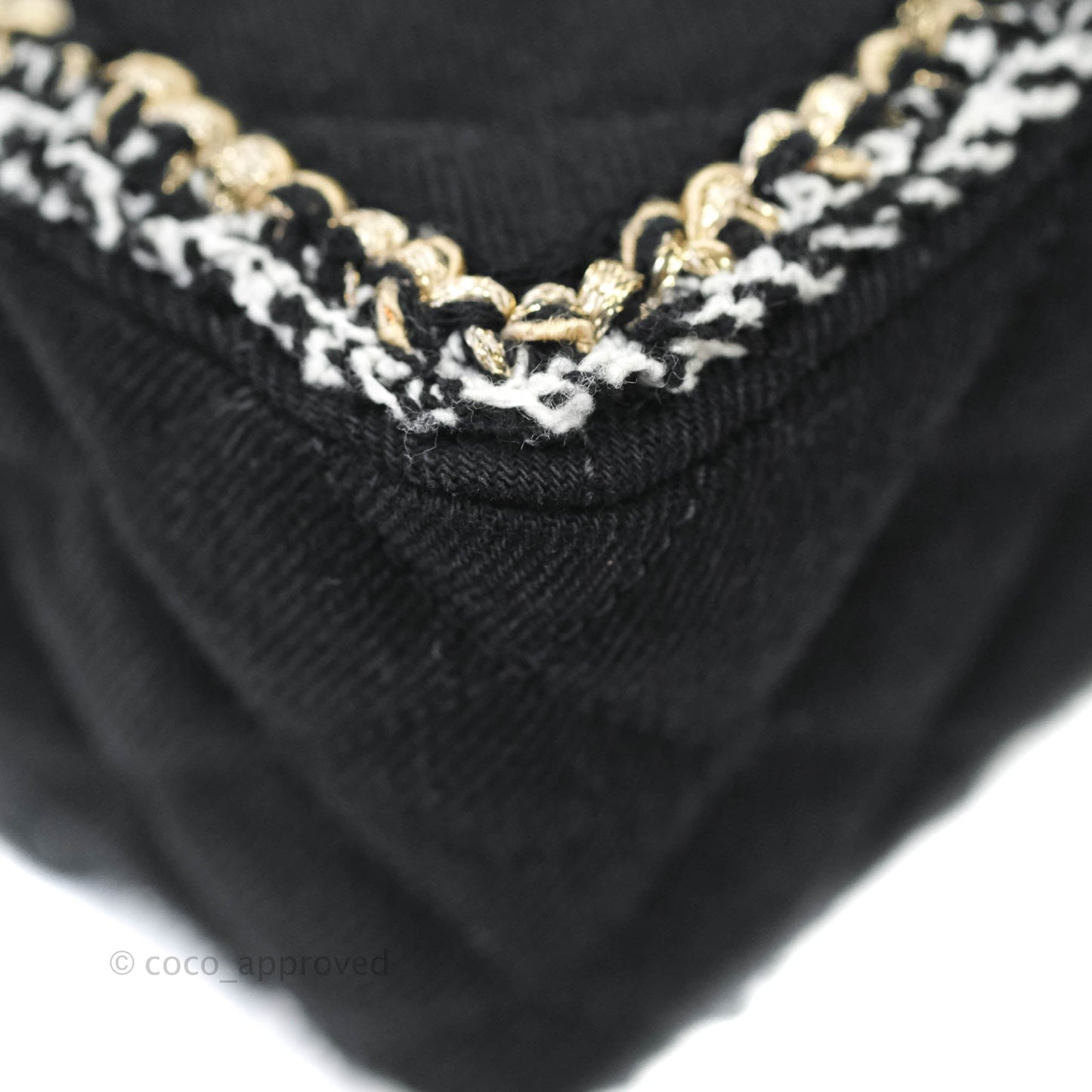 Chanel Classic Flap Bag Black Denim Braided Gold Hardware 18A