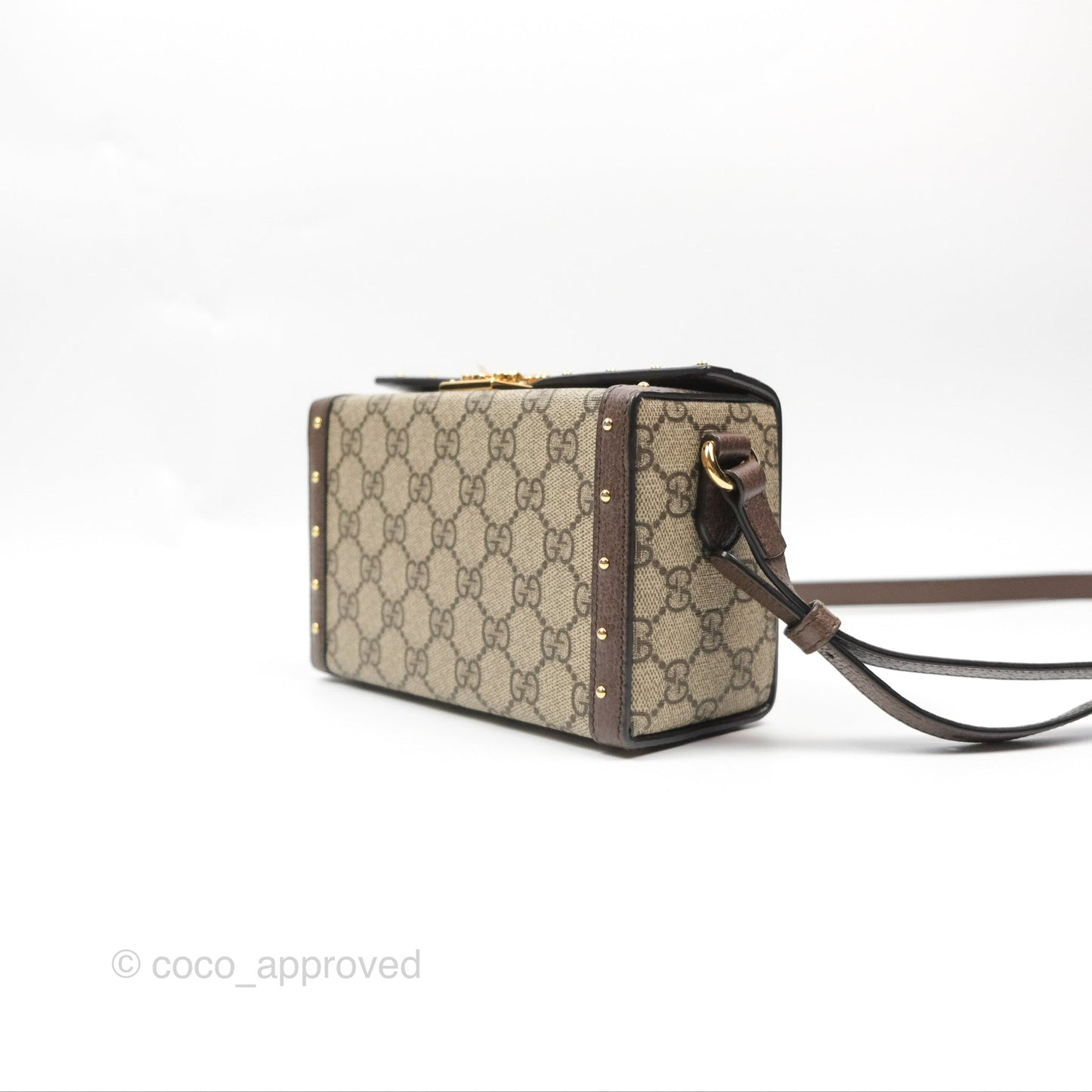 Gucci Gucci Brown/Beige GG Supreme Canvas and Leather Mini Trunk Bag