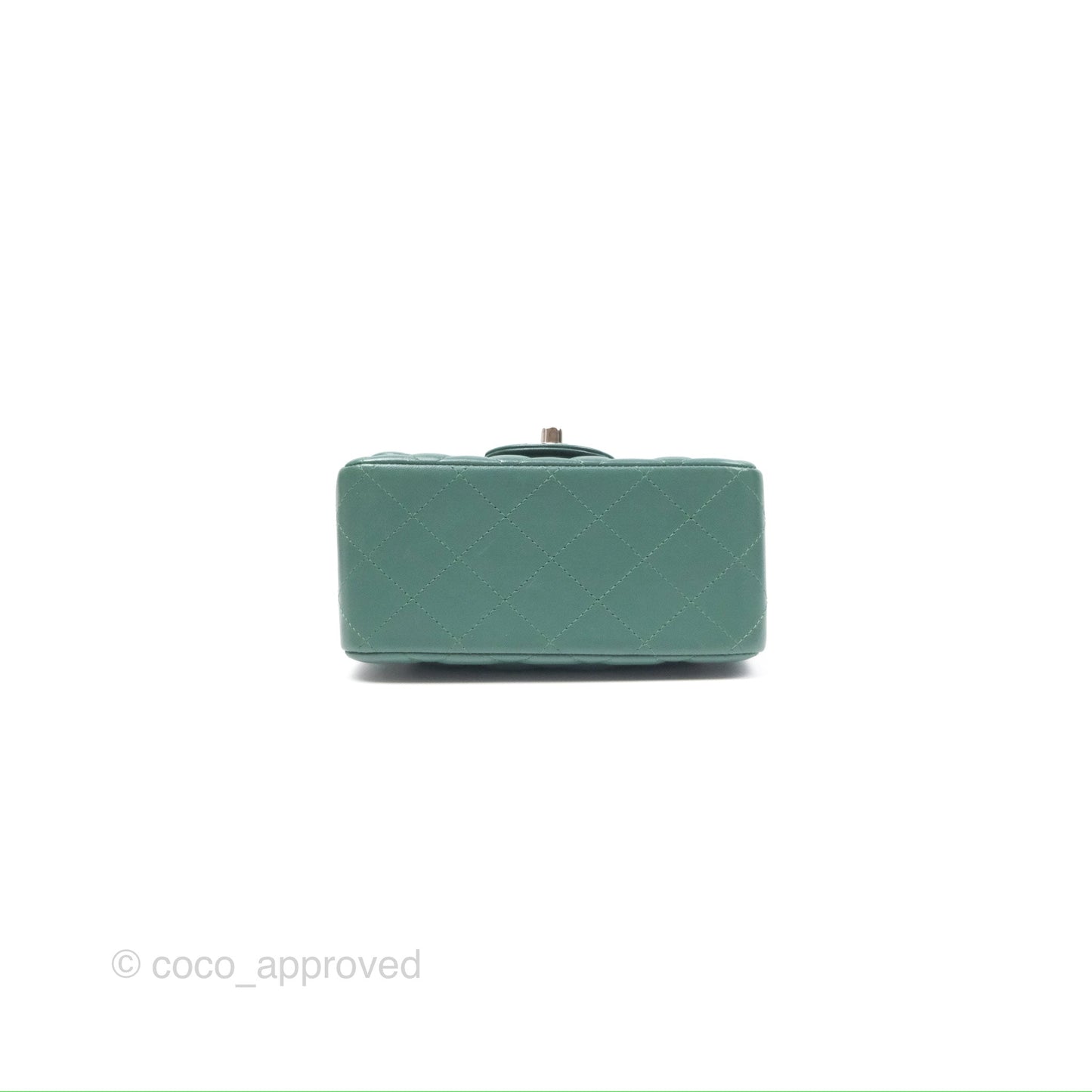 Chanel Mini Square Quilted Green Lambskin Silver Hardware