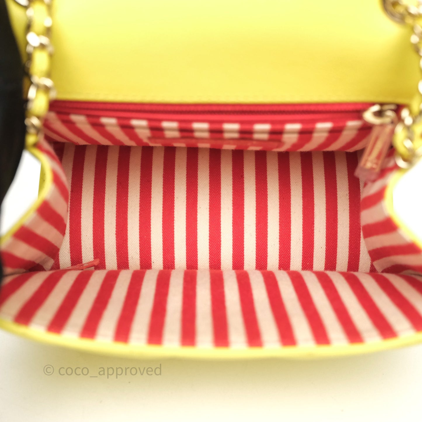 Chanel Chevron Square Envelope Flap Bag Yellow Calfskin Gold Hardware 19C