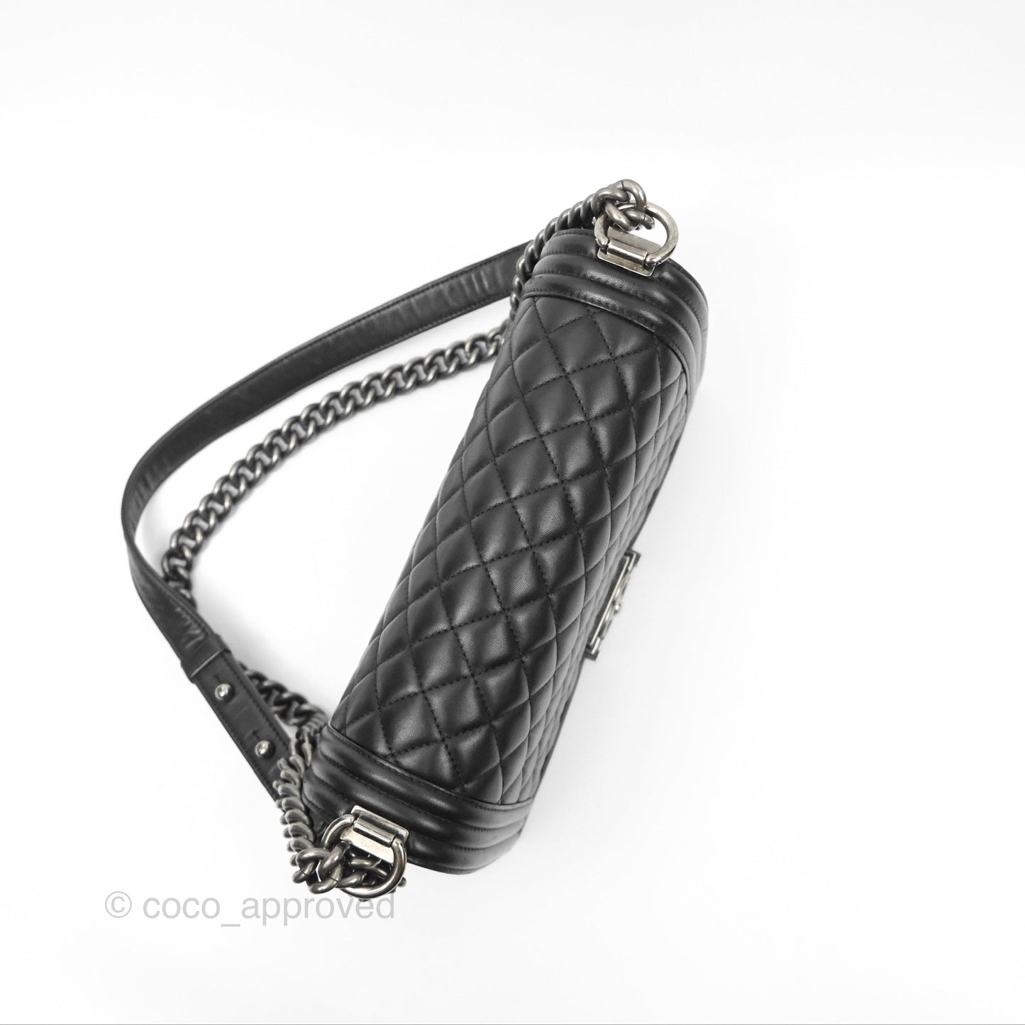 Chanel Quilted Medium Boy Black Calfskin Ruthenium Hardware