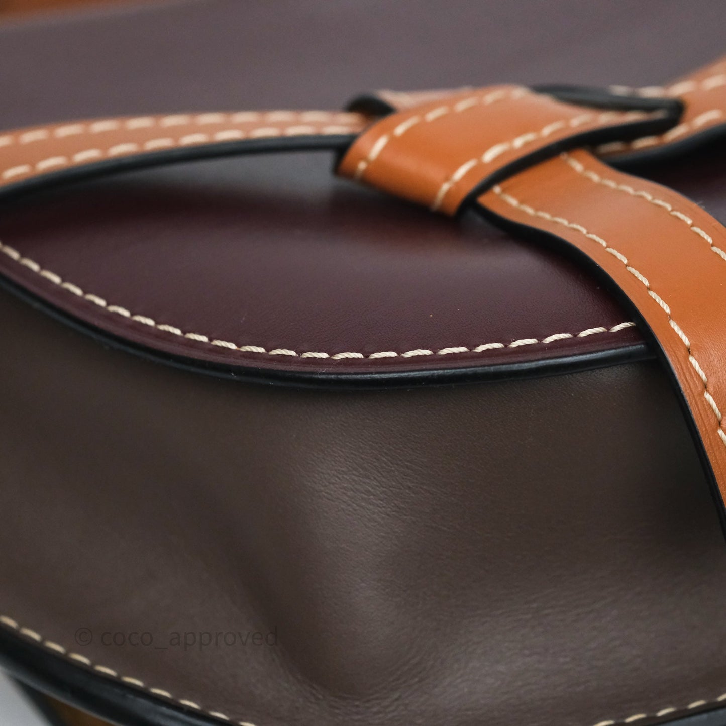 Loewe Small Gate Bag Smooth Calfskin Burgundy Tan Brown