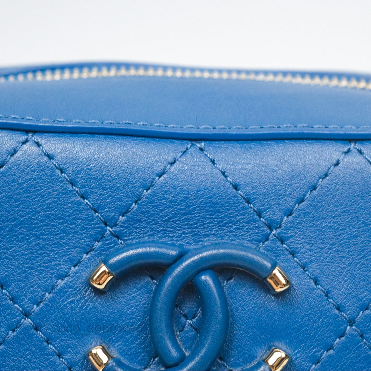 Chanel Stitched Camera Case Bag Blue Calfskin Gold Hardware