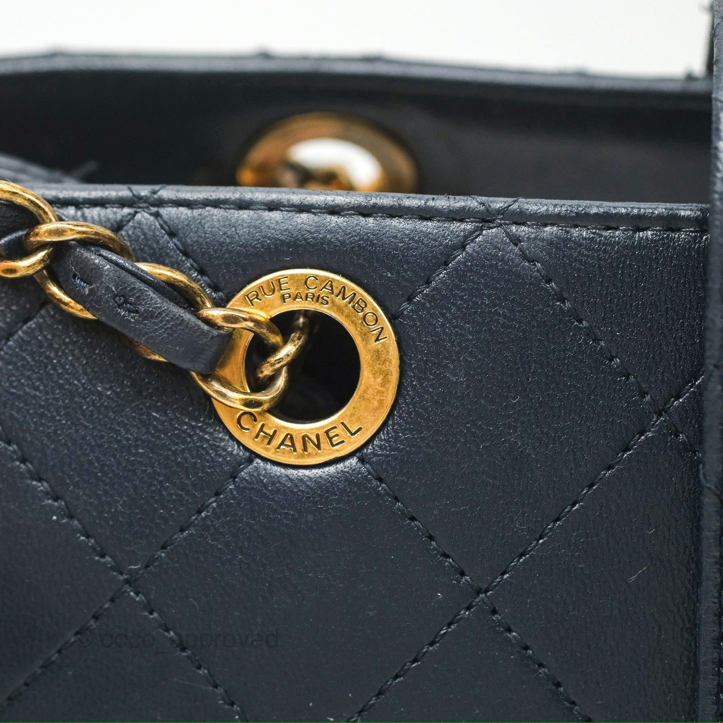Chanel Medium Around The Corner Shopping Tote Navy Lambskin