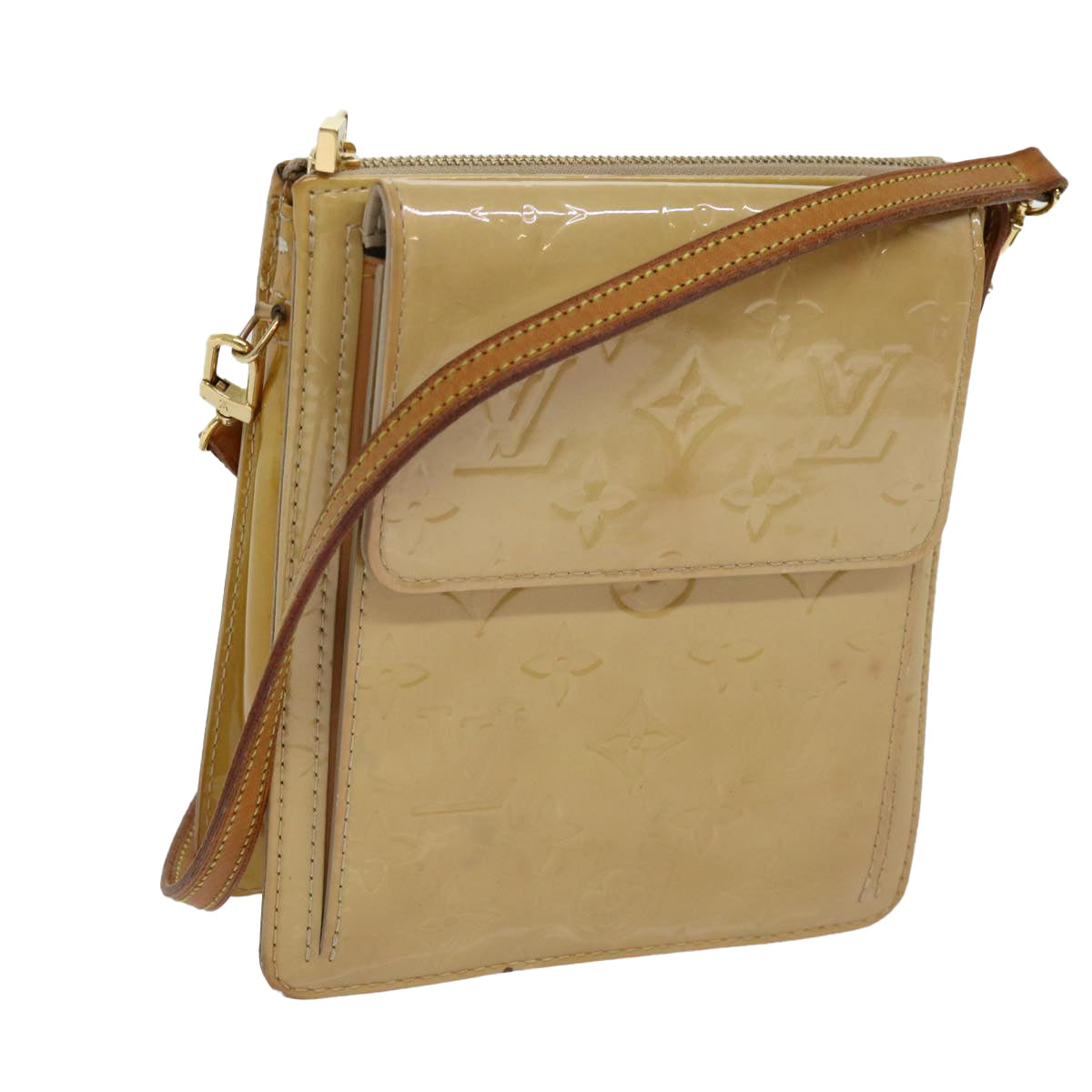 LOUIS VUITTON Monogram Vernis Motto Accessory Pouch Beige M91136 LV 69248
