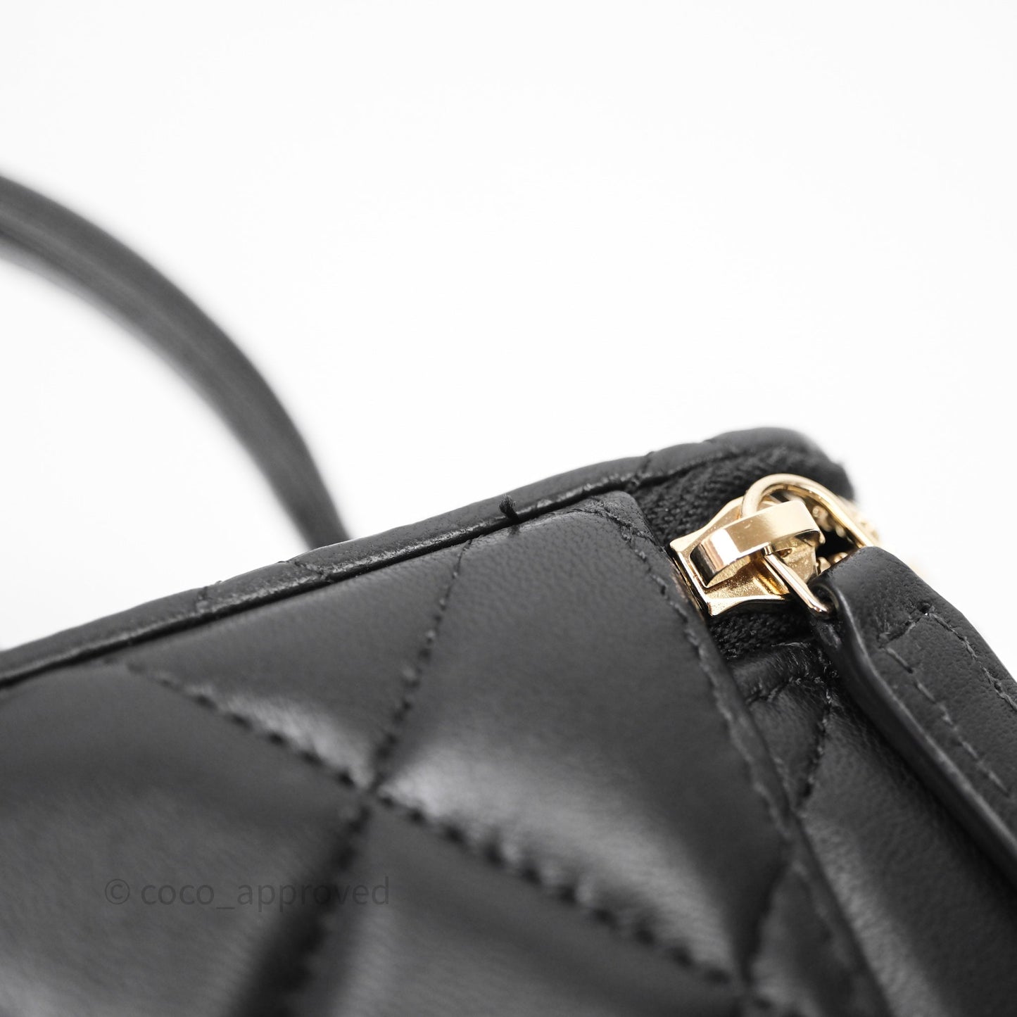 Chanel Top Handle Vanity Rectangular Black Lambskin Aged Gold Hardware