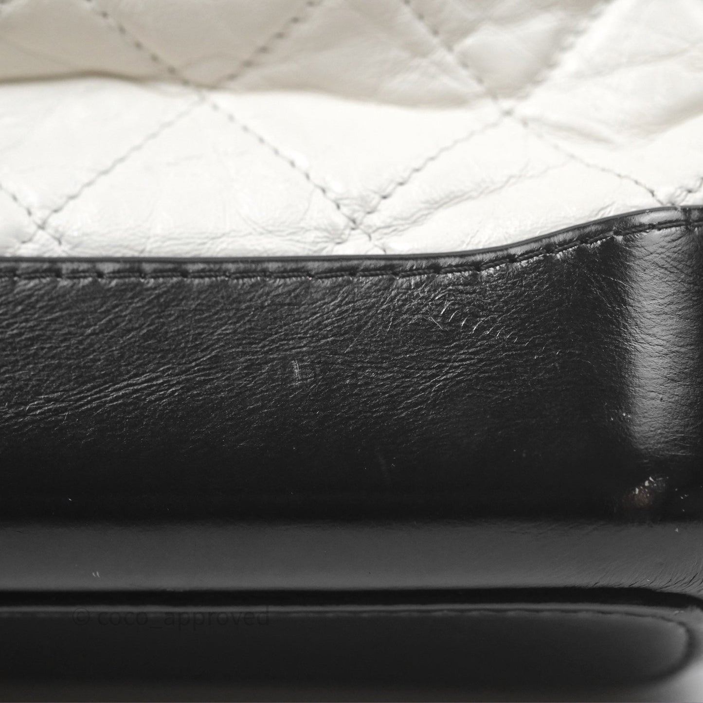 Chanel Small Gabrielle Hobo Quilted Black White Aged Calfskin