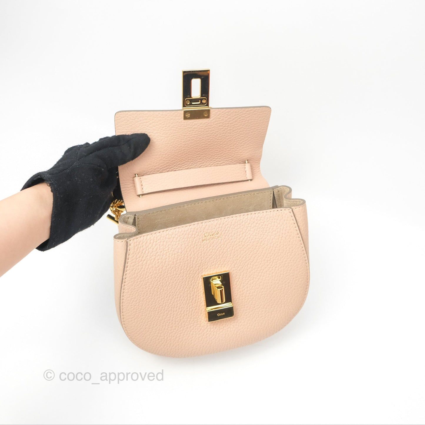 Chloe Drew Crossbody Bag Pink Grained Leather