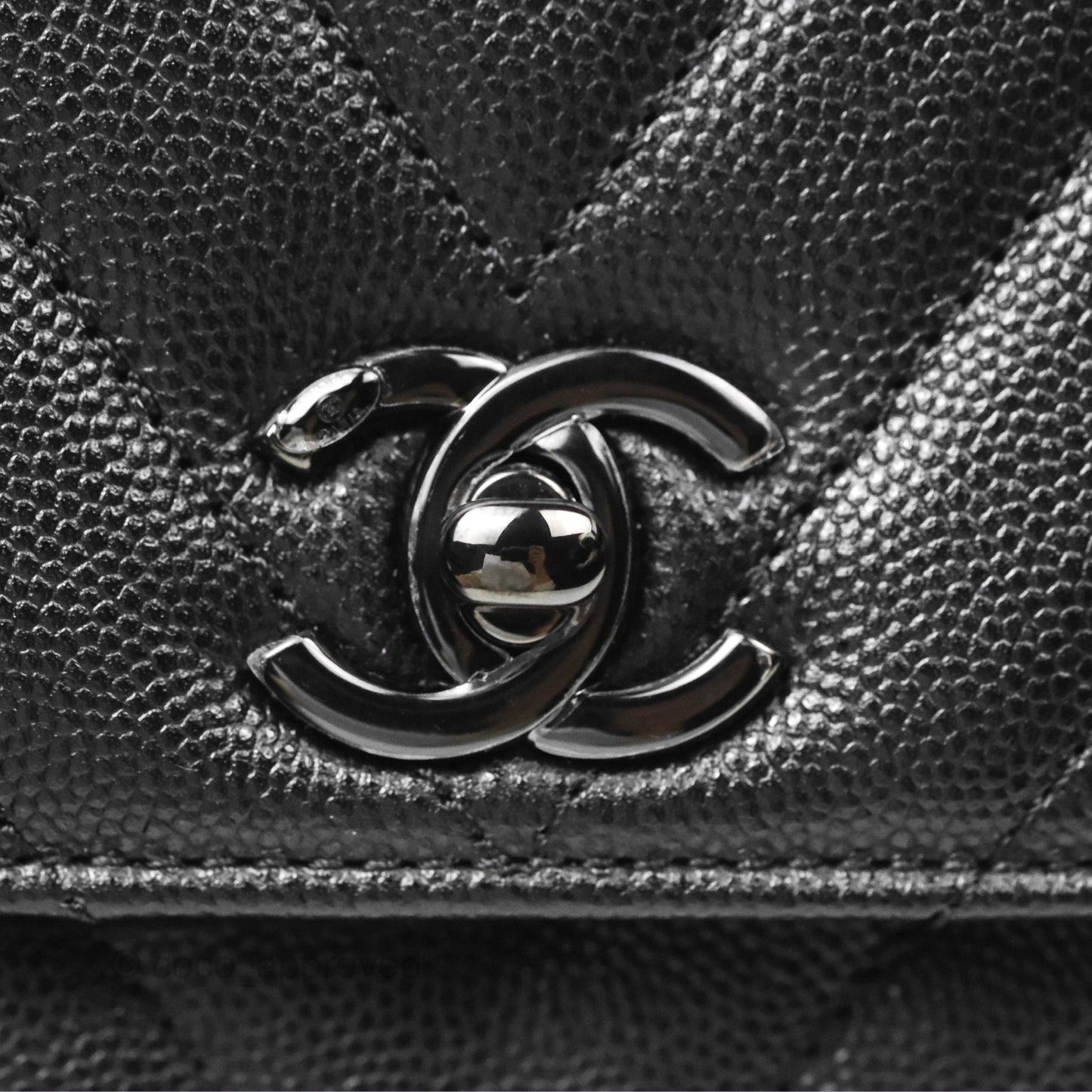 Chanel Small Coco Handle Chevron So Black Caviar