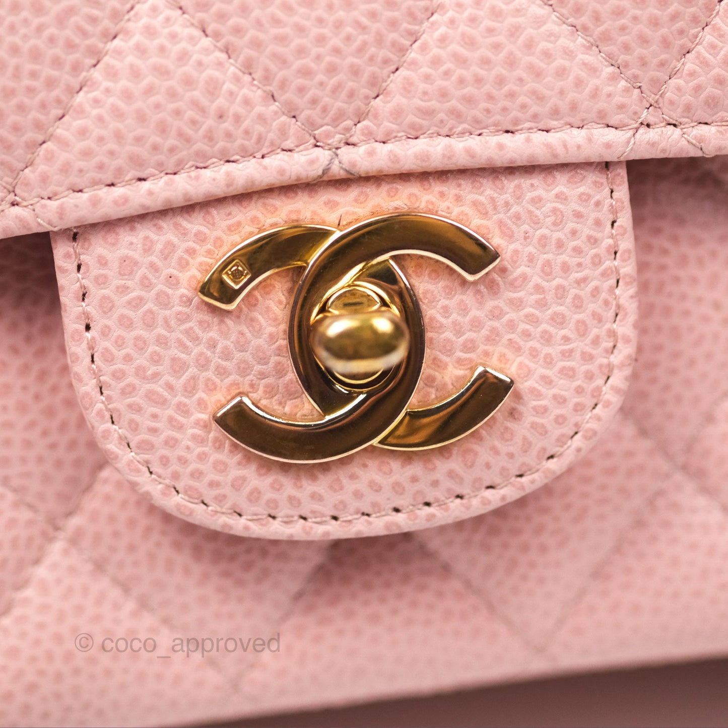 Chanel Vintage Classic M/L Medium Flap Quilted Sakura Pink Caviar 24K Gold Hardware