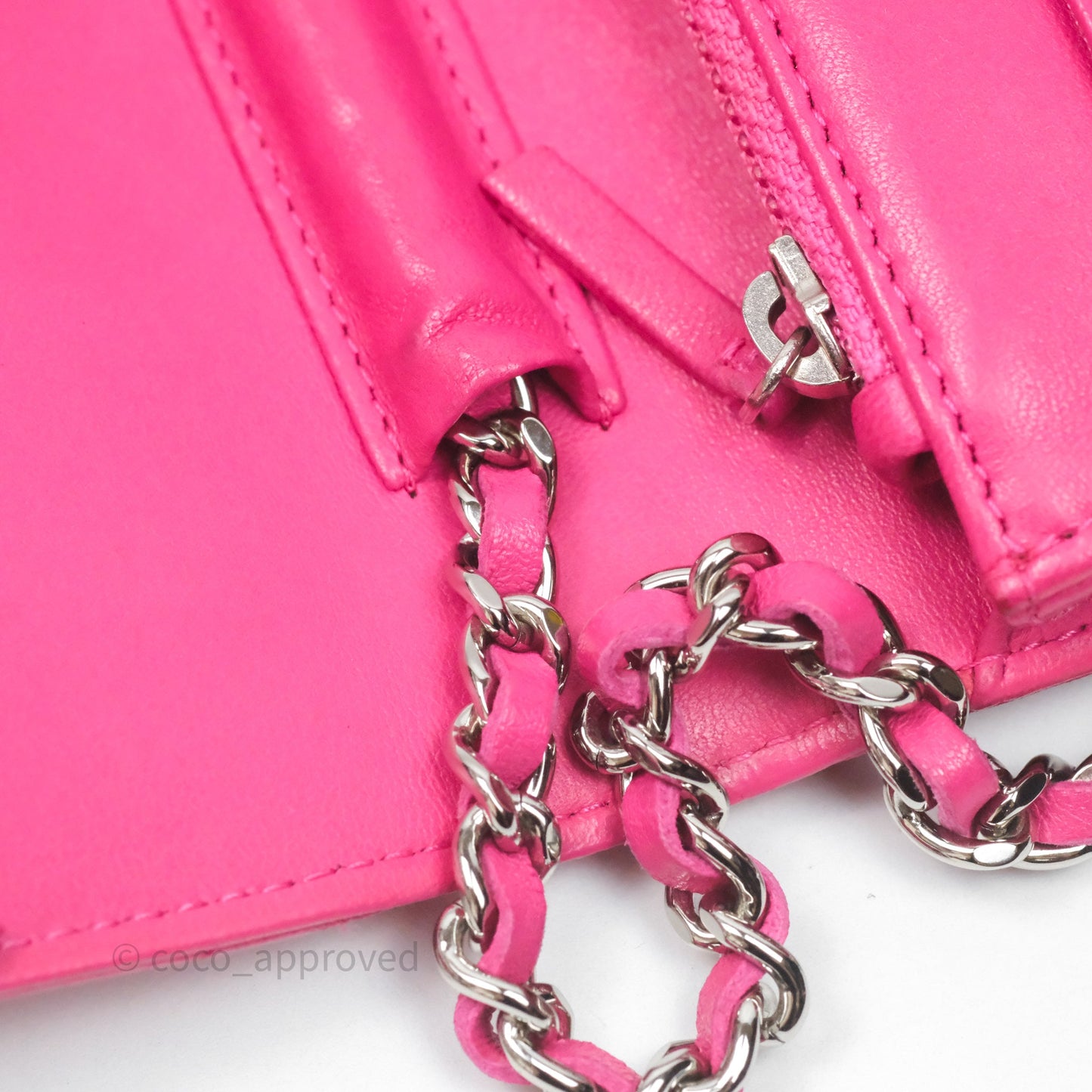 Chanel Quilted Wallet on Chain WOC Pink Lambskin Silver Hardware