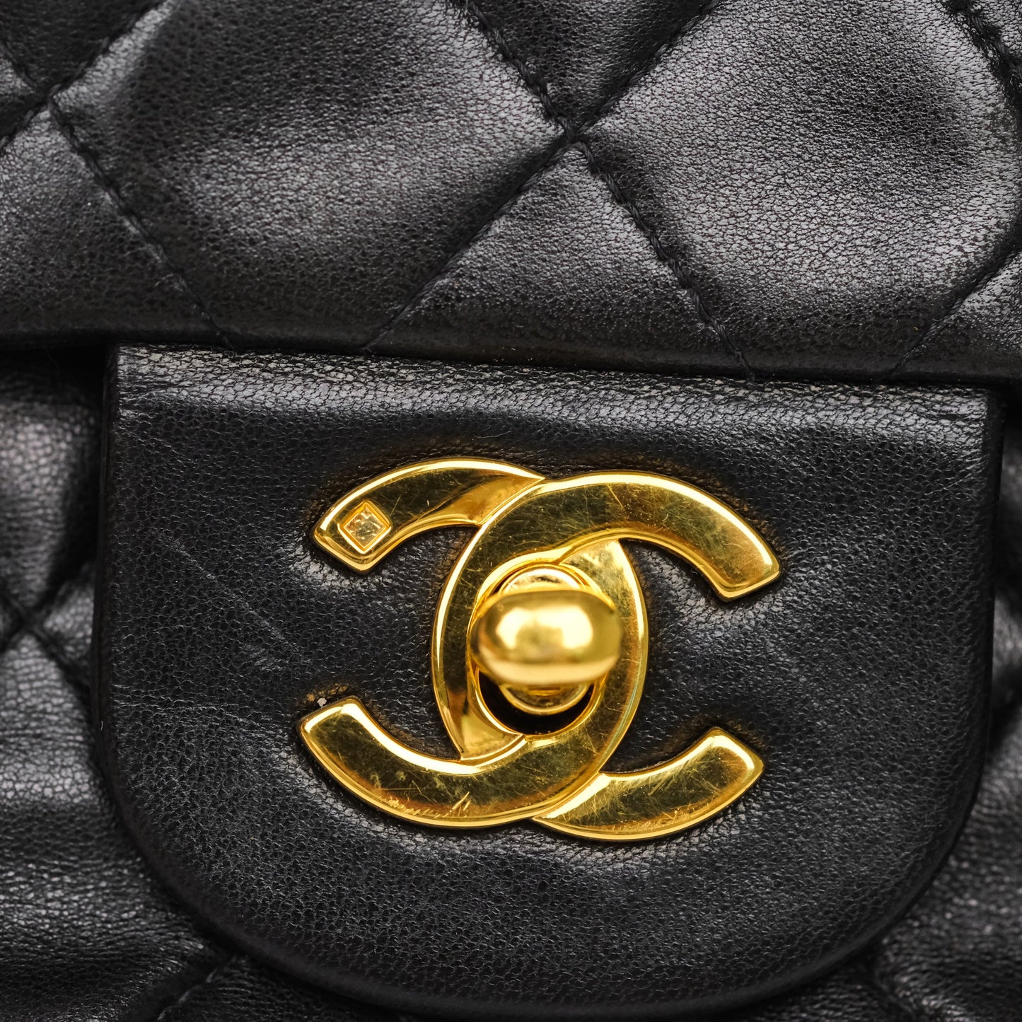Chanel Vintage Small Classic Flap Black Lambskin 24K Gold Hardware