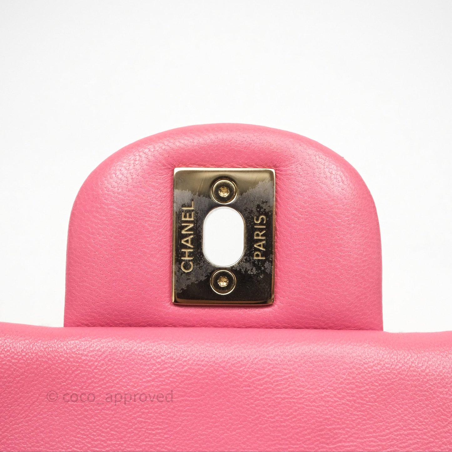 Chanel Mini Square Flap Quilted Pink Lambskin Gold Hardware