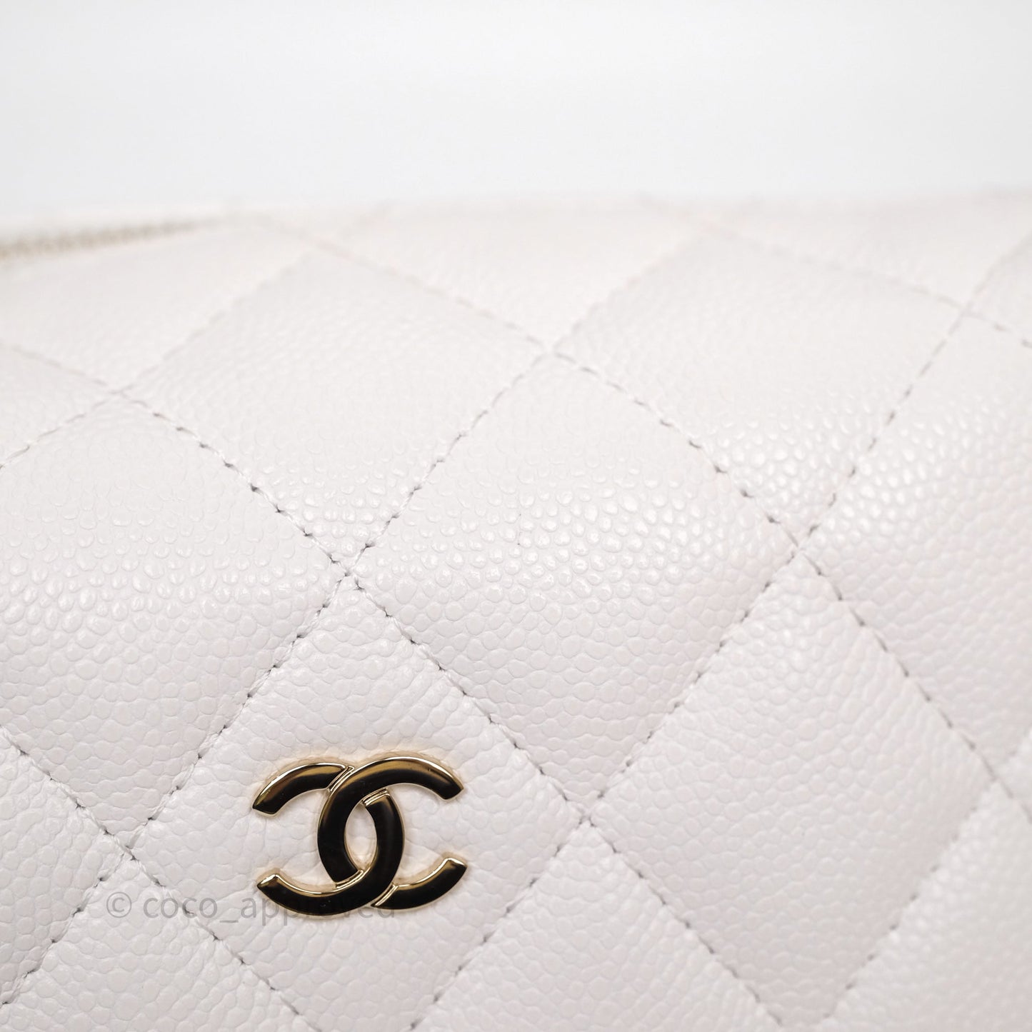 Chanel Quilted Hobo With Chain White Caviar Gold Hardware