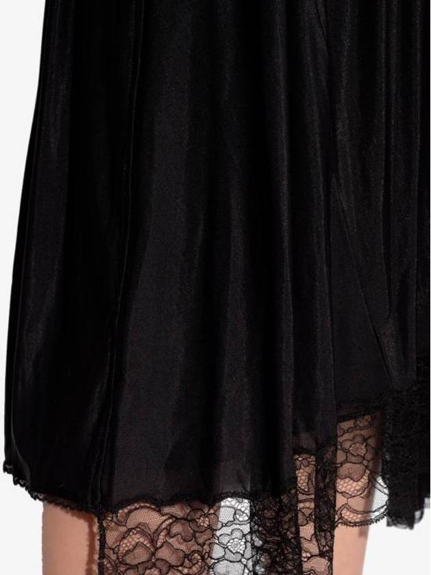 Luxury Balenciaga Lace Trimmed A-Line Skirt Black