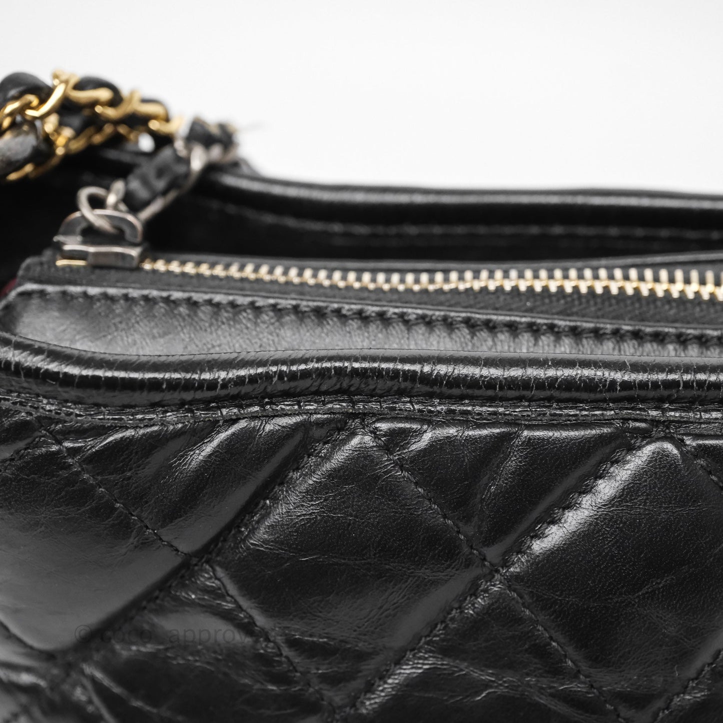 Chanel Small Gabrielle Hobo Quilted Black Aged Calfskin