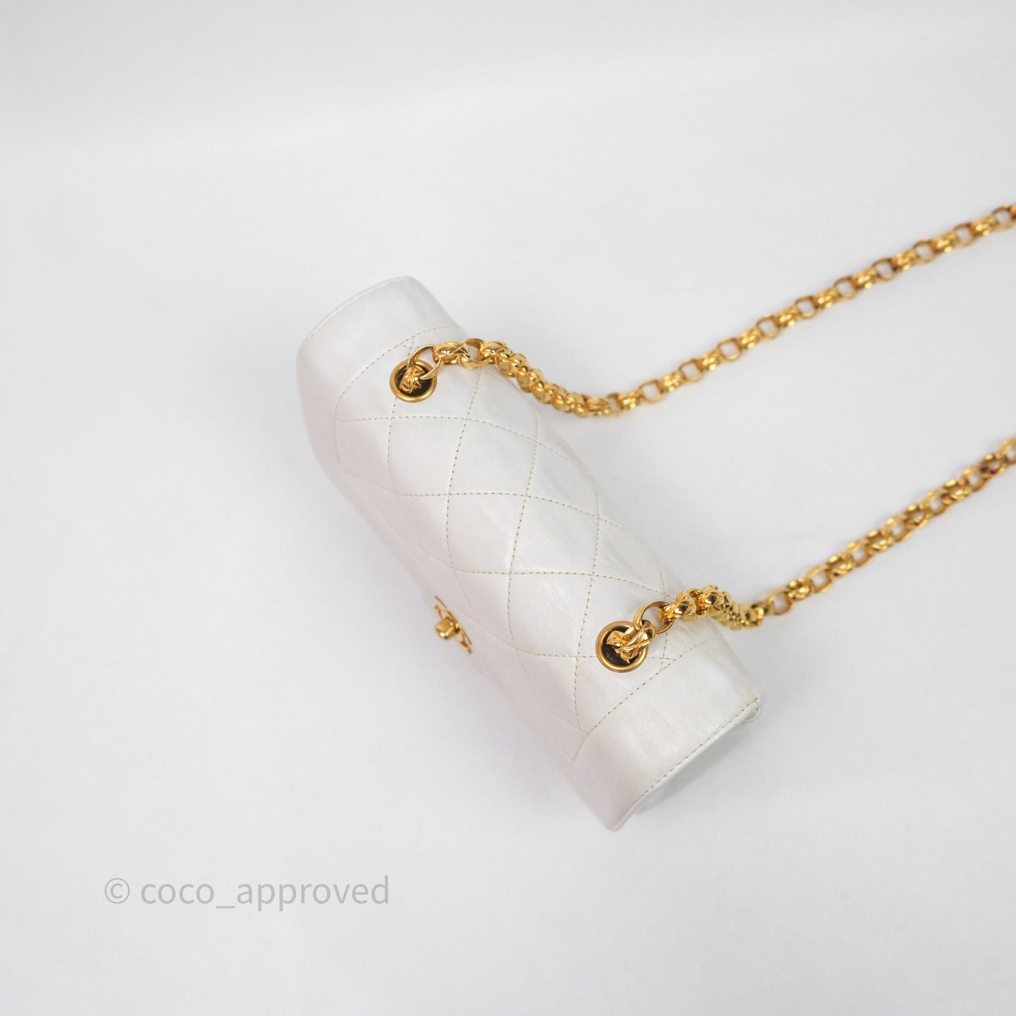 Chanel Vintage Mini Bijoux Chain Flap Bag White Gold Hardware