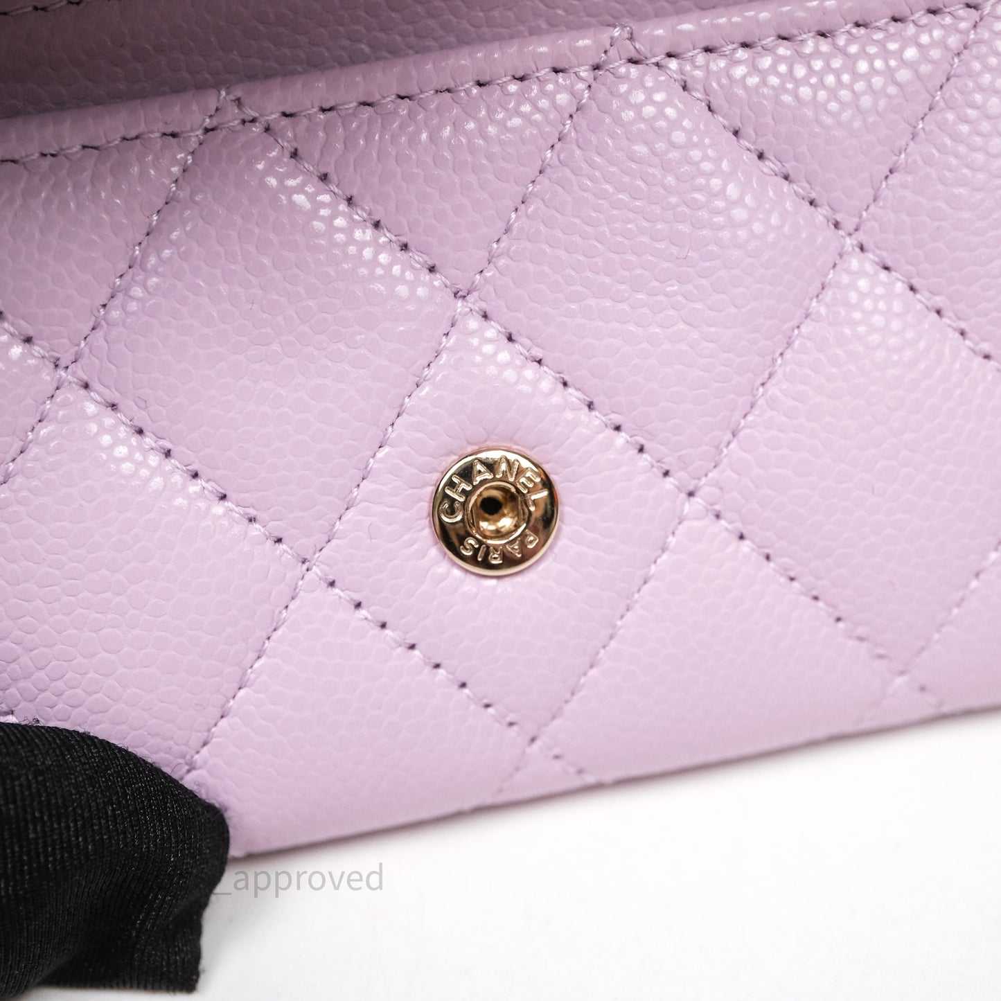Chanel Quilted Flap Card Holder Purple Caviar Gold Hardware