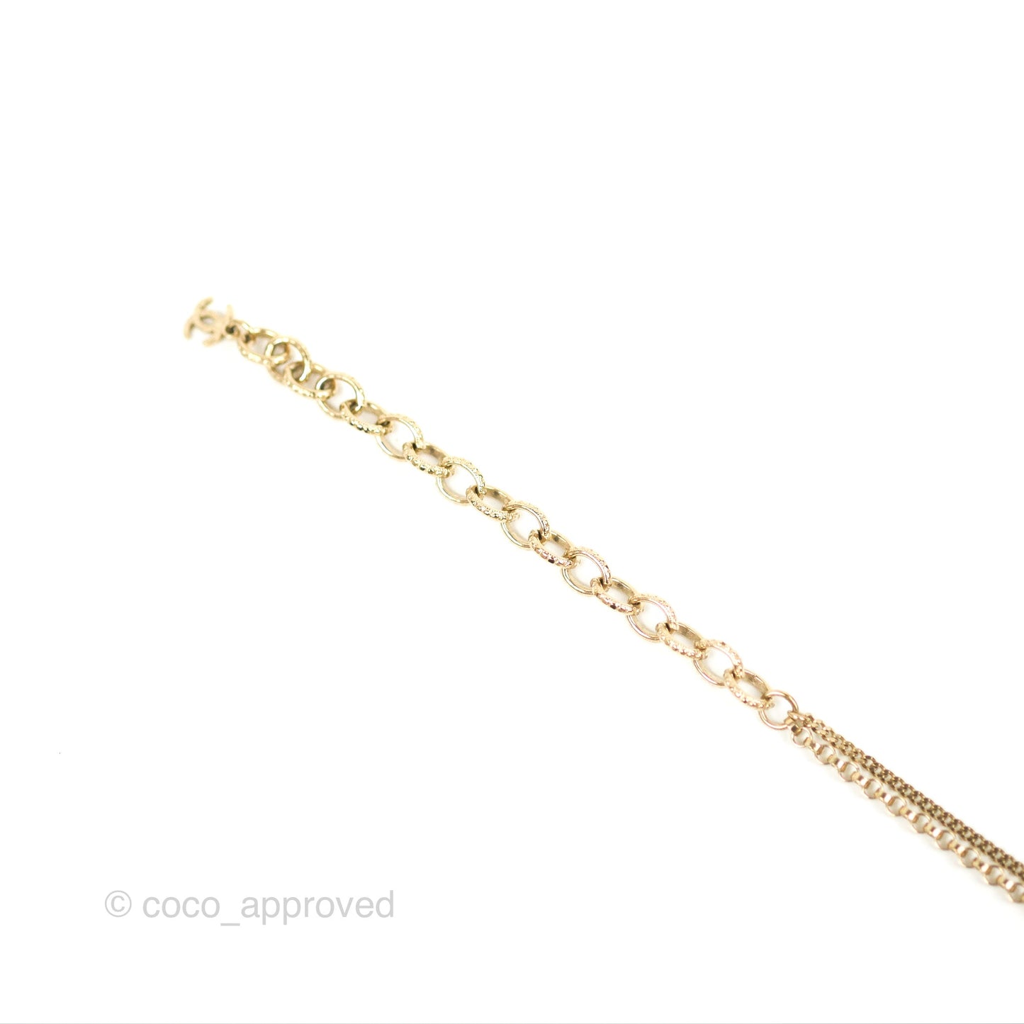 Chanel Heart Pearl CC Stone Pendant Necklace Gold Tone 19B