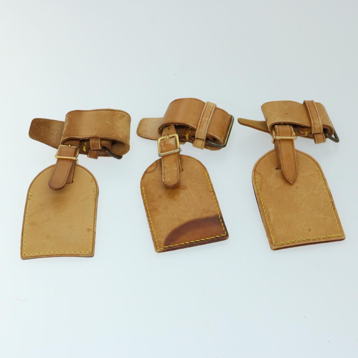 LOUIS VUITTON Powanie Name Tag Leather 10set Beige LV 69387