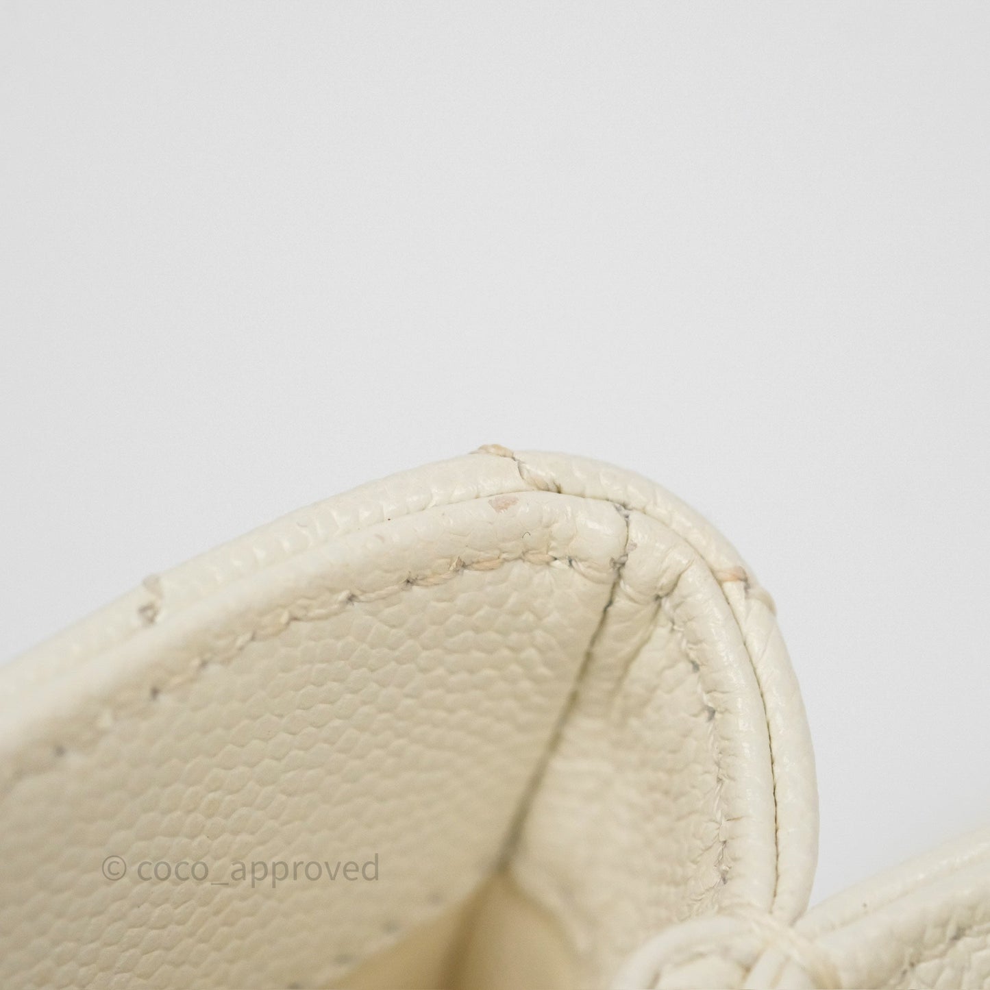 Chanel Mini Coco Handle Quilted Ivory White Caviar Gold Hardware