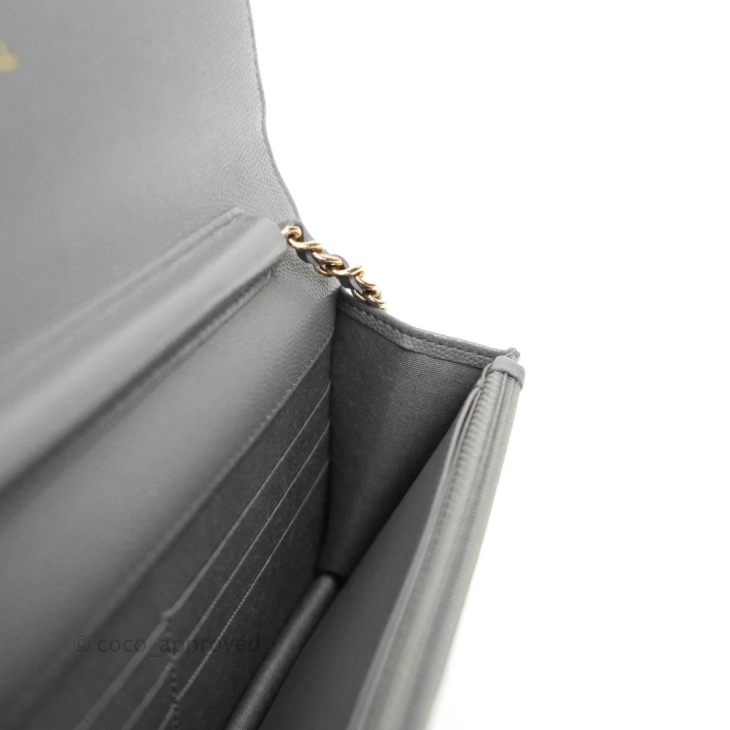 Chanel Wallet On Chain WOC Caviar Grey Gold Hardware