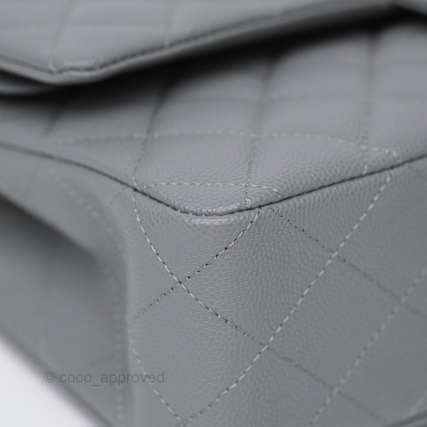 Chanel Classic M/L Medium Flap Quilted Grey Caviar Gold Hardware