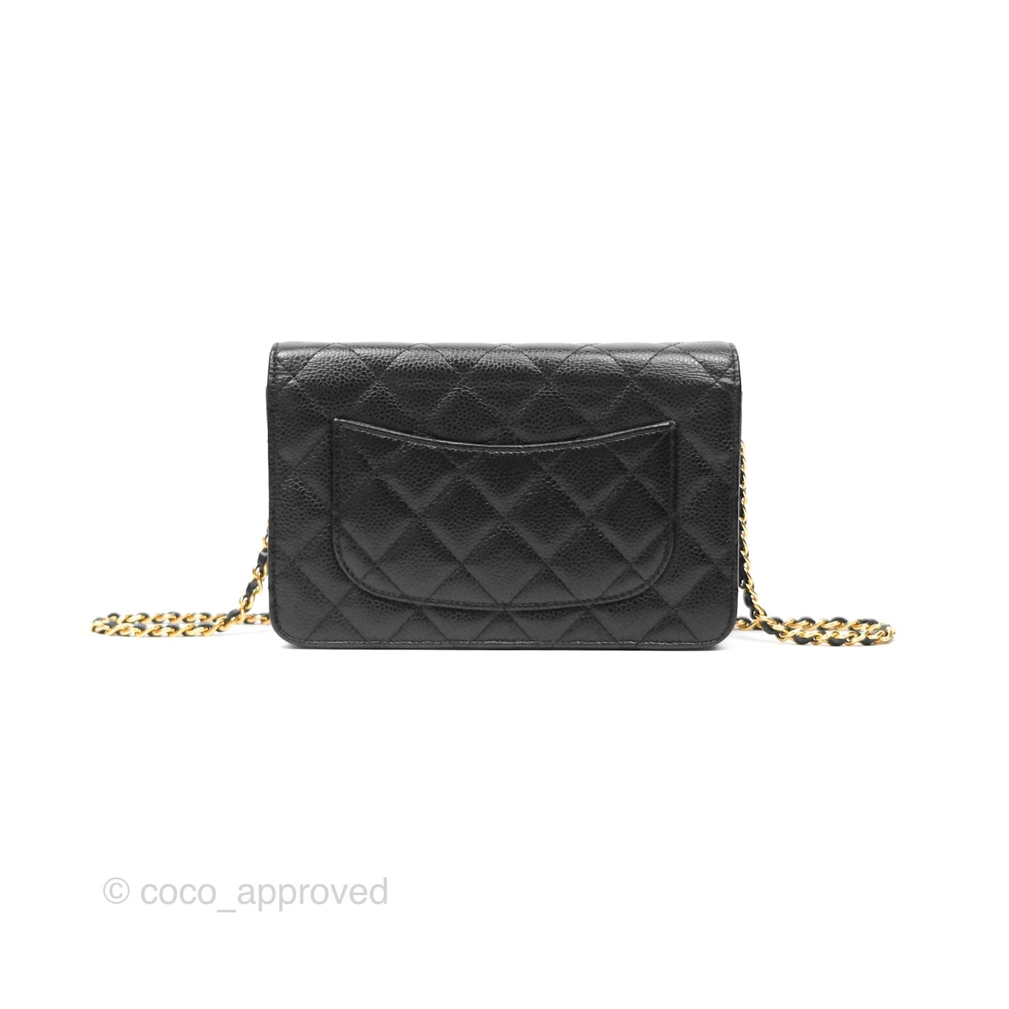 Chanel Classic Wallet On Chain WOC Quilted Black Caviar Gold Hardware