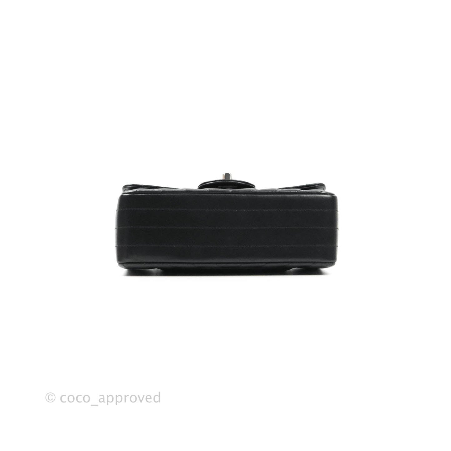 Chanel Classic Chevron Mini Rectangular Flap Black Lambskin Silver Hardware