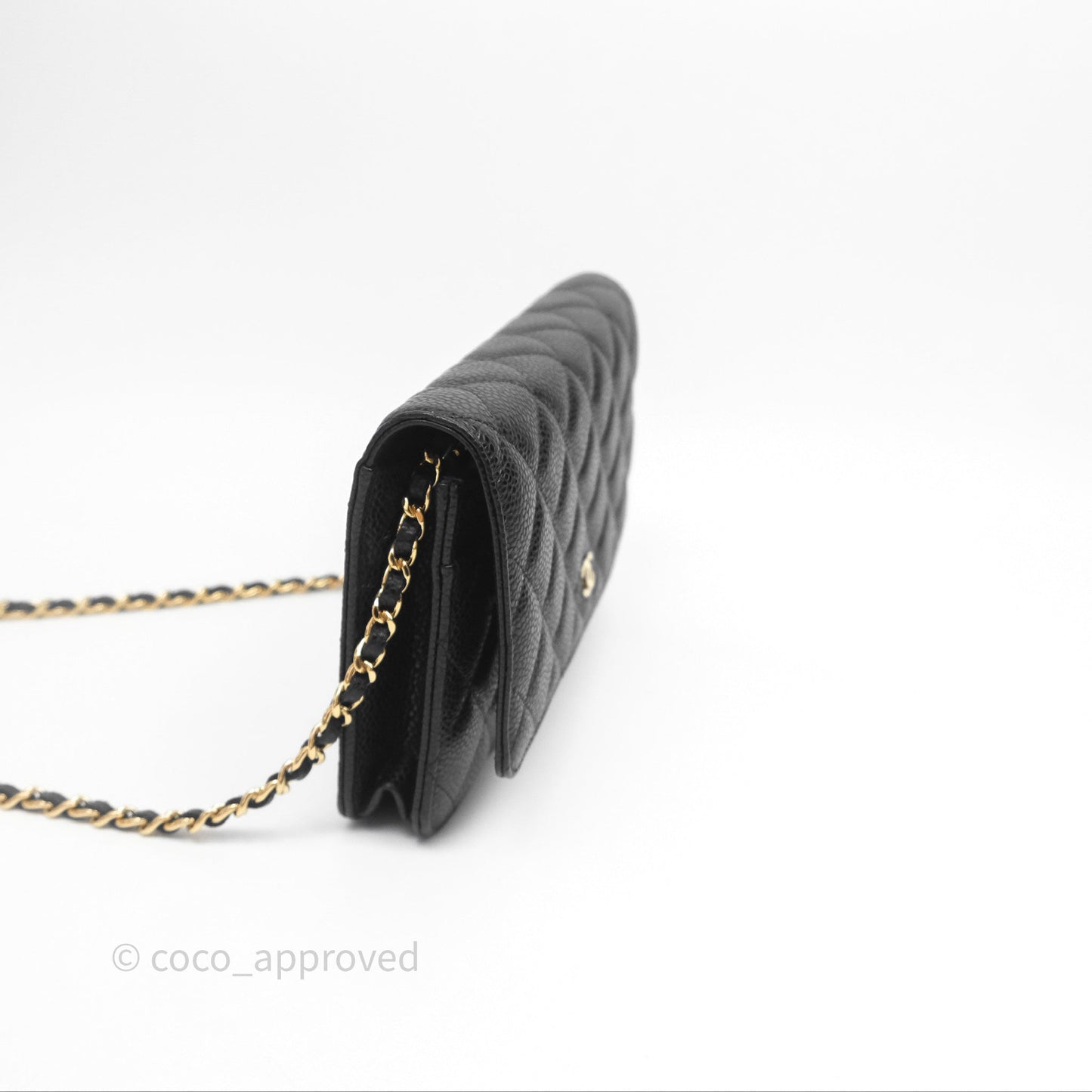 Chanel Classic Quilted Wallet On Chain WOC Black Caviar Gold Hardware