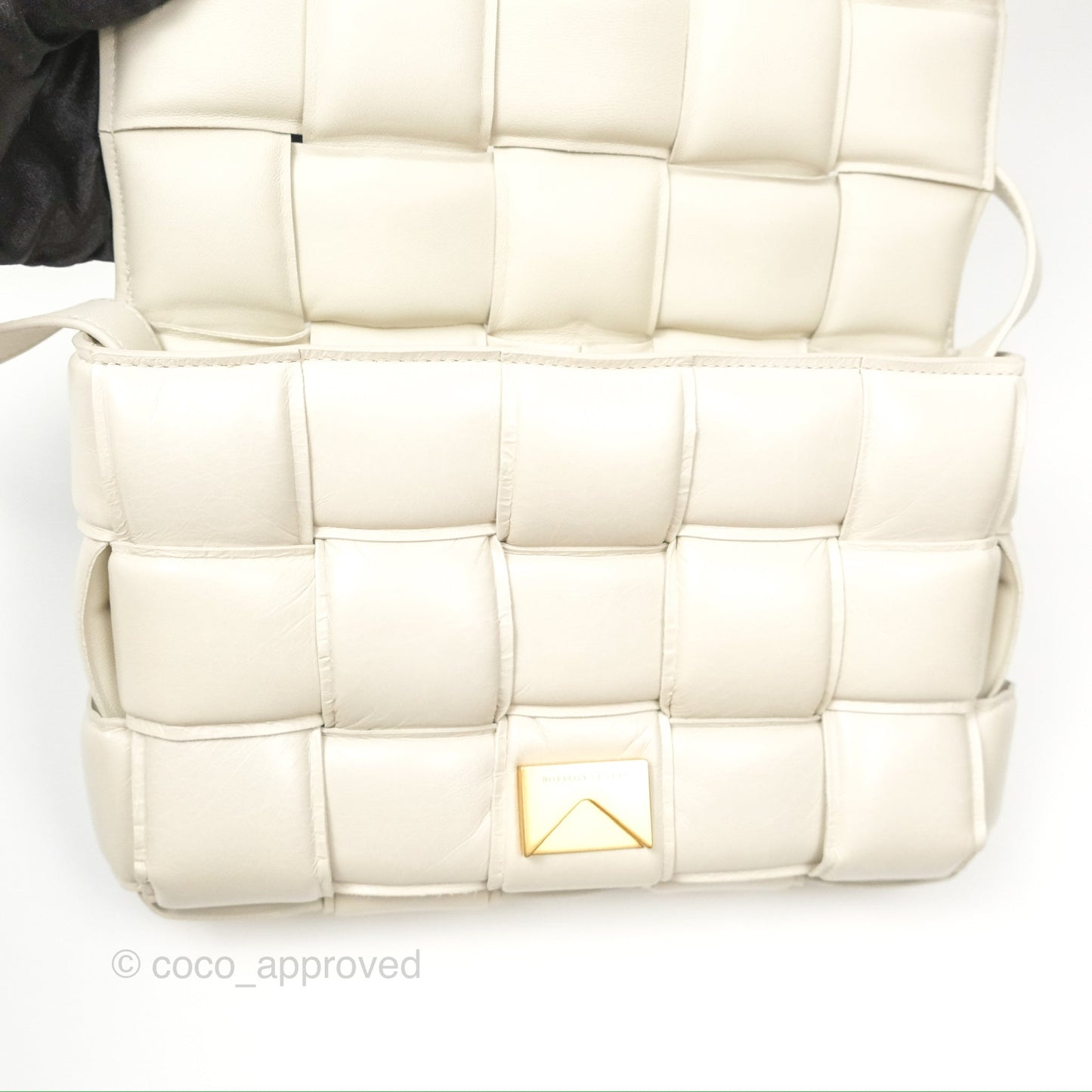 Bottega Veneta Padded Cassette Shoulder Bag Intrecciato Chalk Paper Calfskin