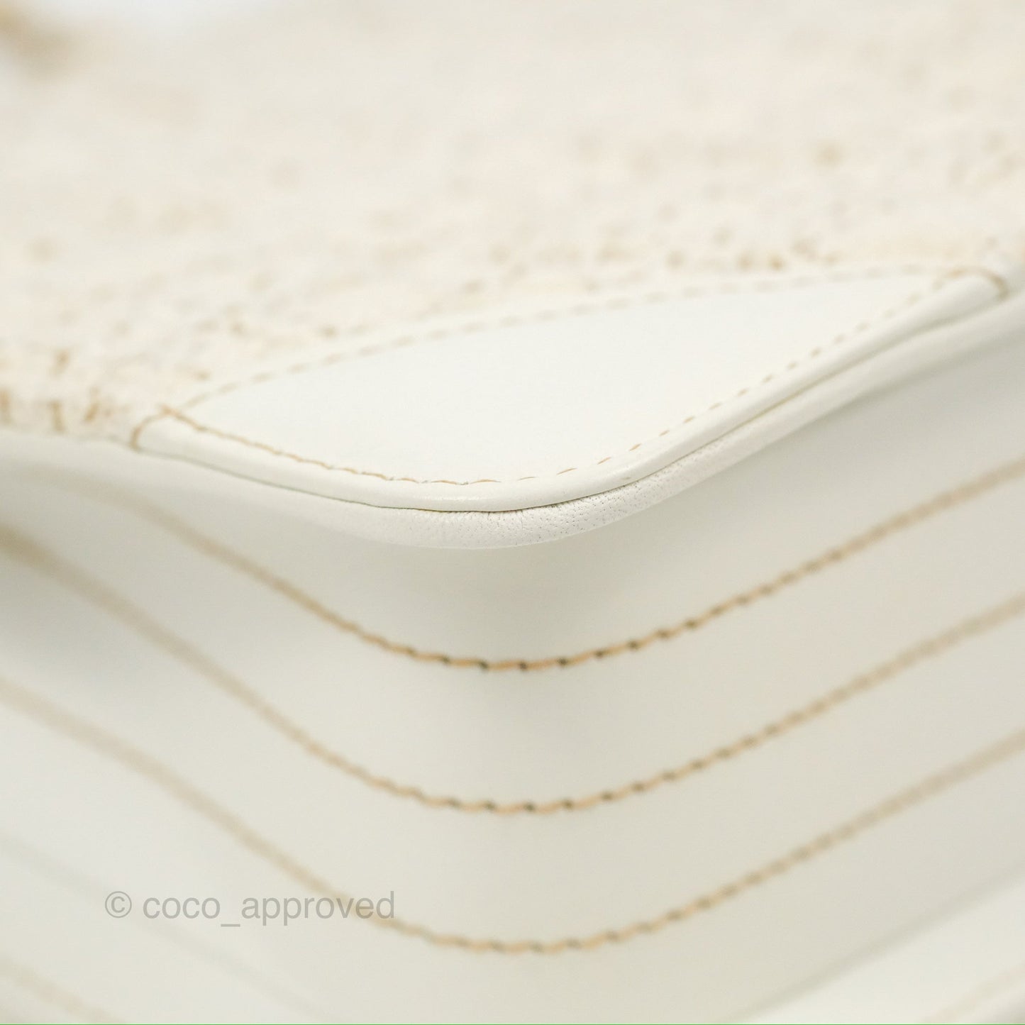 Chanel Small Tweed Flap Bag White Aged Gold Hardware