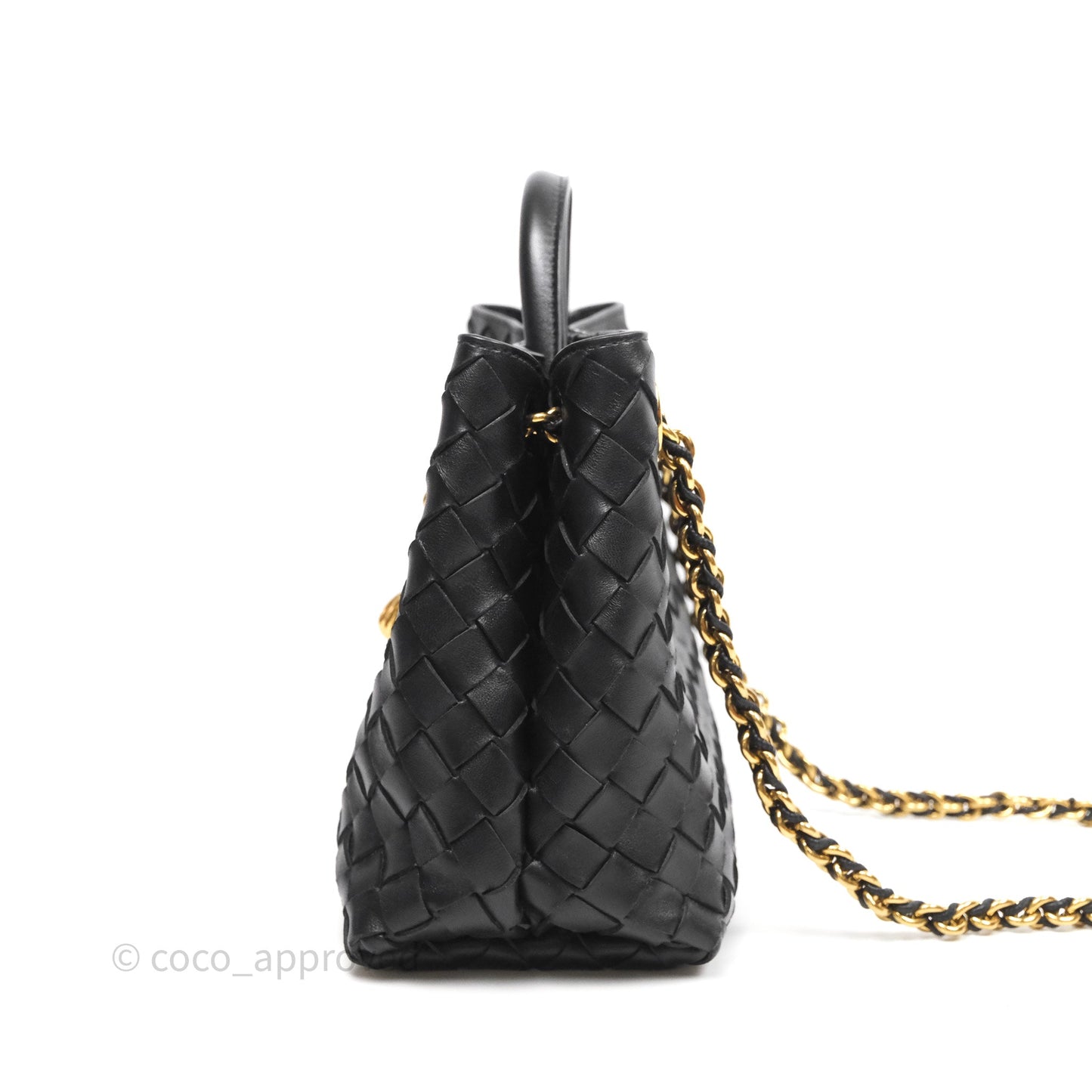Bottega Veneta Small Andiamo Bag Black Intrecciato Lambskin