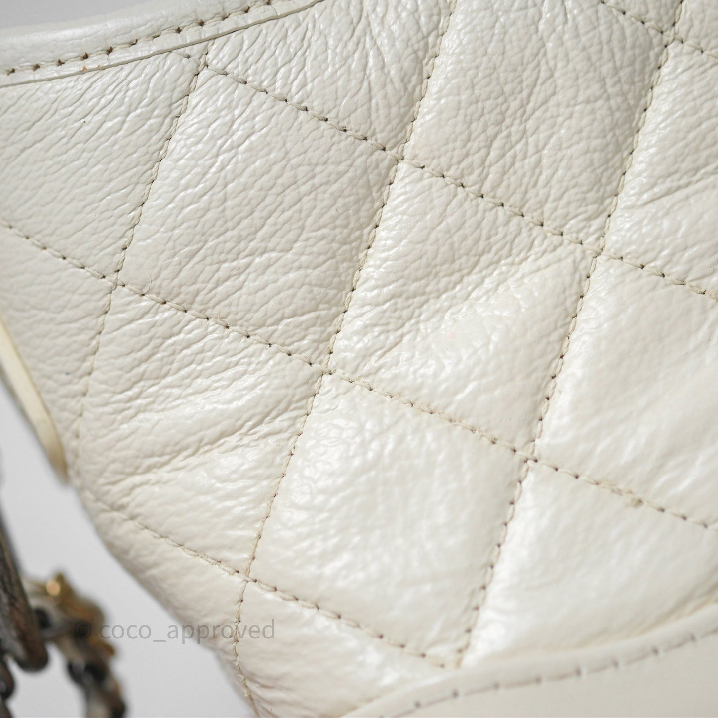 Chanel Small Gabrielle Hobo White Patent Goatskin Mixed Hardware