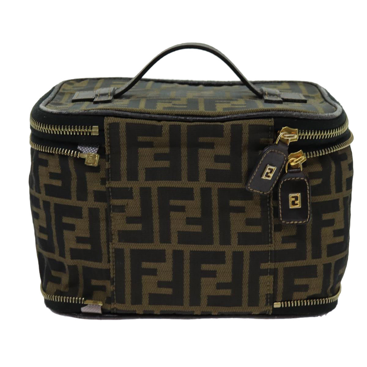 Luxury FendiZucca Canvas Vanity Pouch Brown Black69528