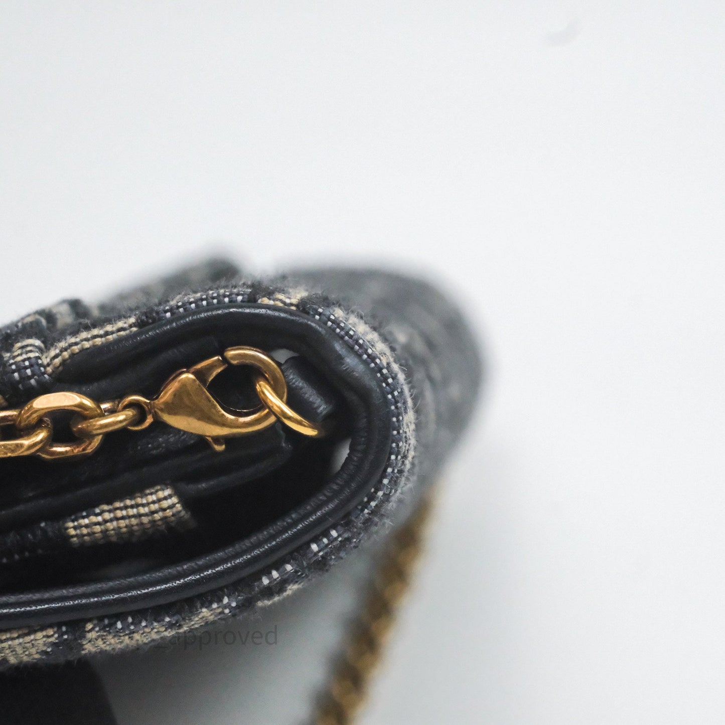Small Saddle Pouch Wallet with Chain Blue Dior Oblique Jacquard