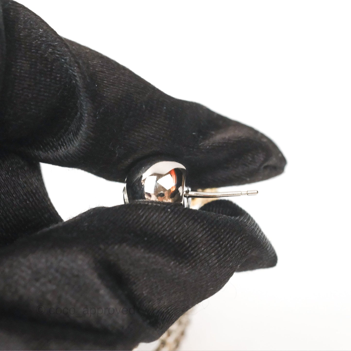 Chanel CC Hoop Drop Earrings Silver Gold Tone 22C